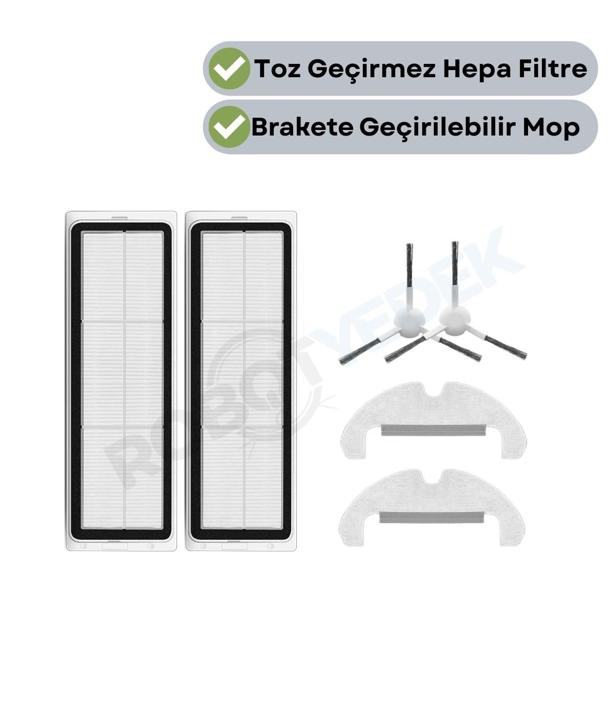 Dreame D10 Plus Gen 2 (RLL42SDA) Uyumlu Yedek Hepa Filtre Yan Fırça Mop-6 Parça