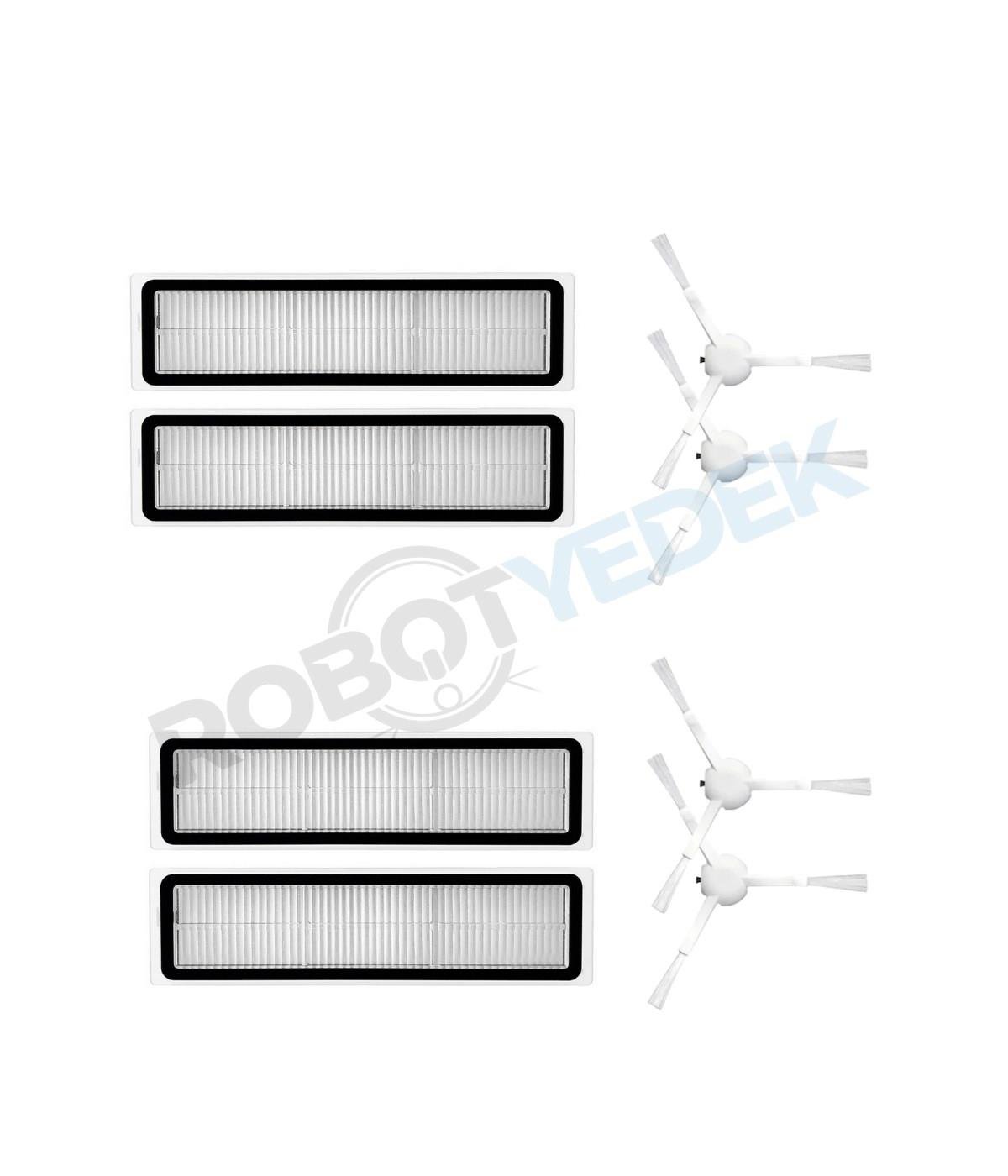 Dreame D10S D10S Pro Uyumlu Yedek Hepa Filtre ve Beyaz Yan Fırça-8 Parça