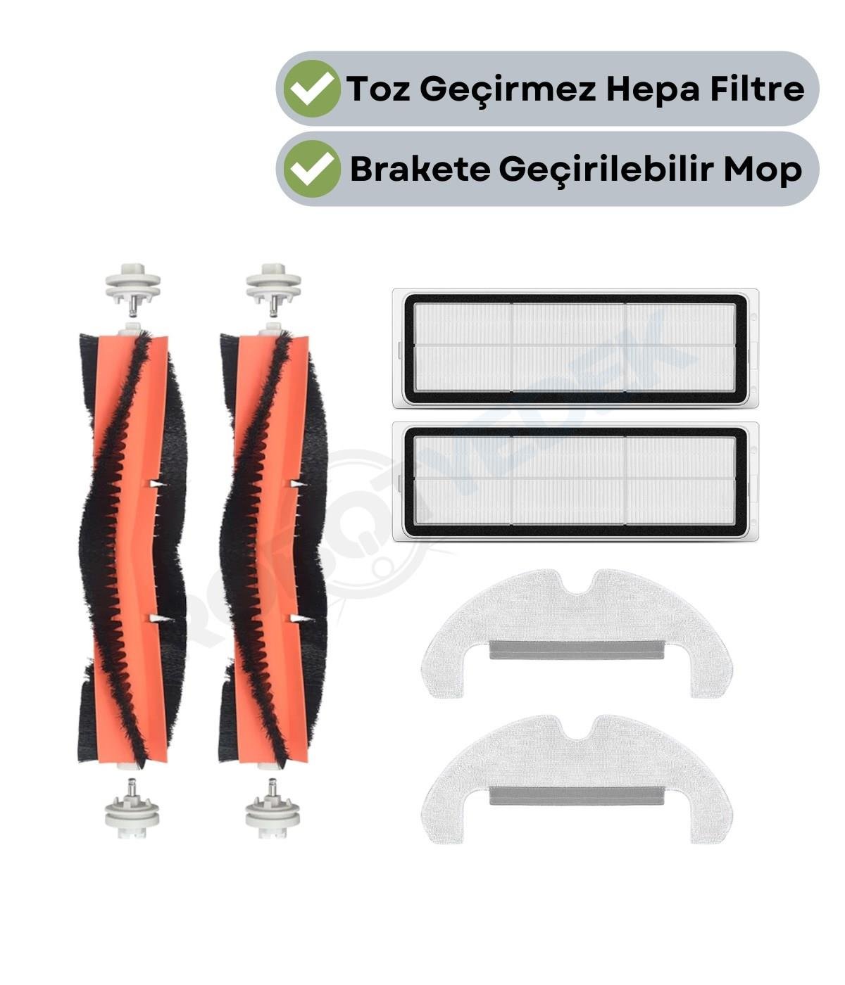 Dreame D10S Plus (RLS6AD) Uyumlu Yedek Fırça Hepa Filtre Mop Seti-6 Parça