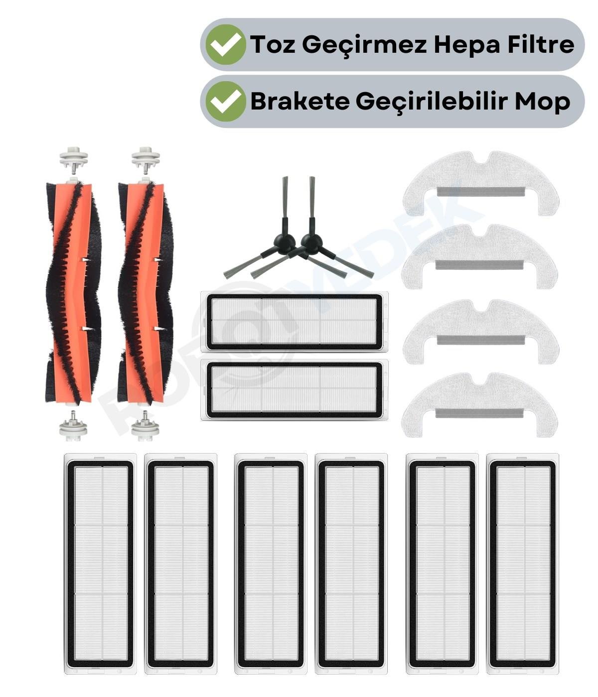 Dreame D10S Plus (RLS6AD) Uyumlu Yedek Fırça Hepa Filtre Mop Seti-16 Parça