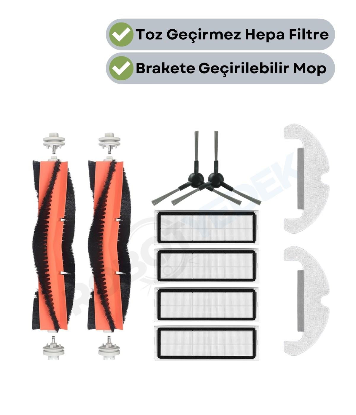 Dreame D10S Plus (RLS6AD) Uyumlu Yedek Fırça Hepa Filtre Mop Seti-10 Parça