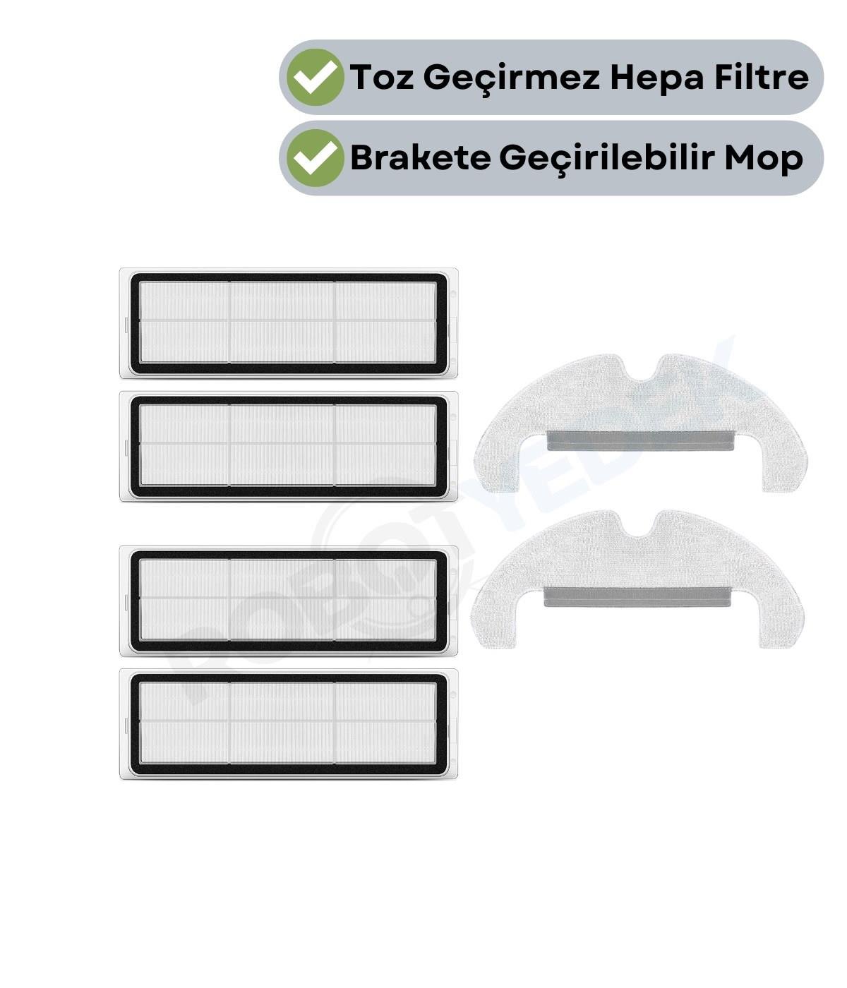 Dreame D10S Plus (RLS6AD) Uyumlu Yedek Hepa Filtre ve Mop-6 Parça