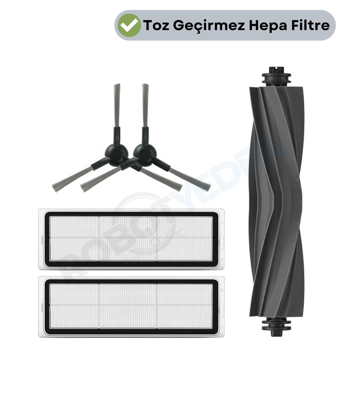 Dreame D10S Plus (RLS6AD) Uyumlu Yedek Mopsuz Kauçuk Fırça Hepa Filtre Seti-5 Parça