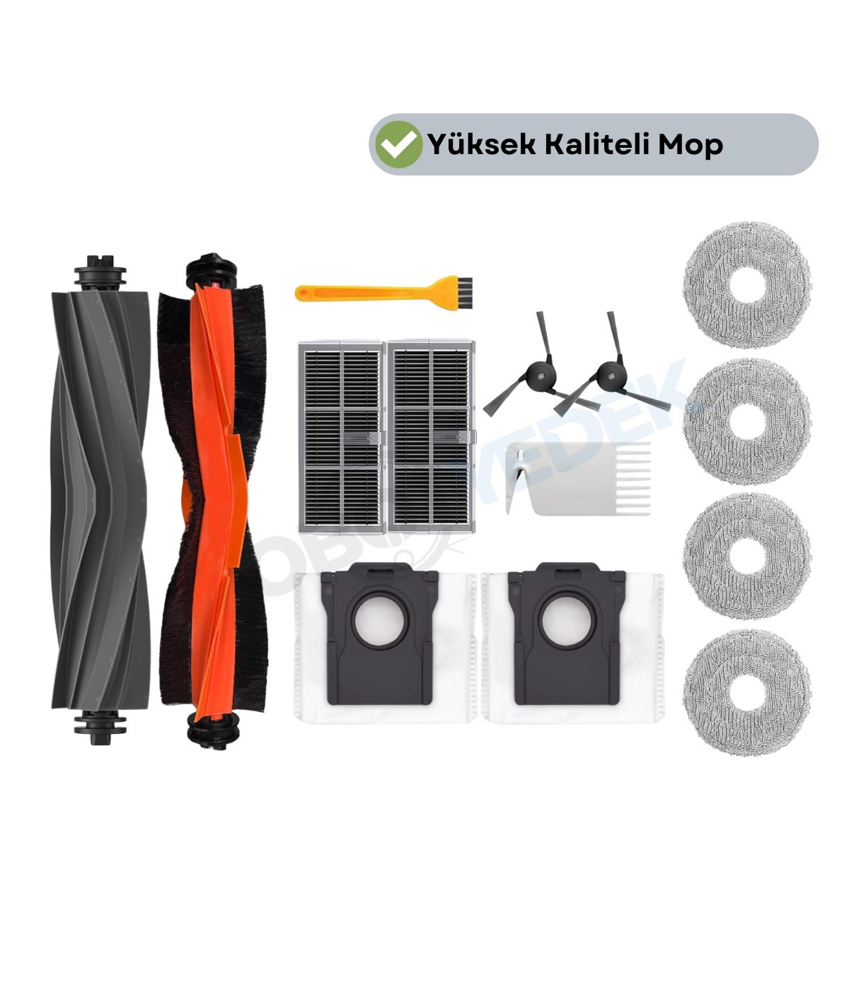 Dreame X30 Ultra (RLX56CE) Uyumlu Ana Fırça Hepa Filtre Mop Toz Torbası Seti-14 Parça