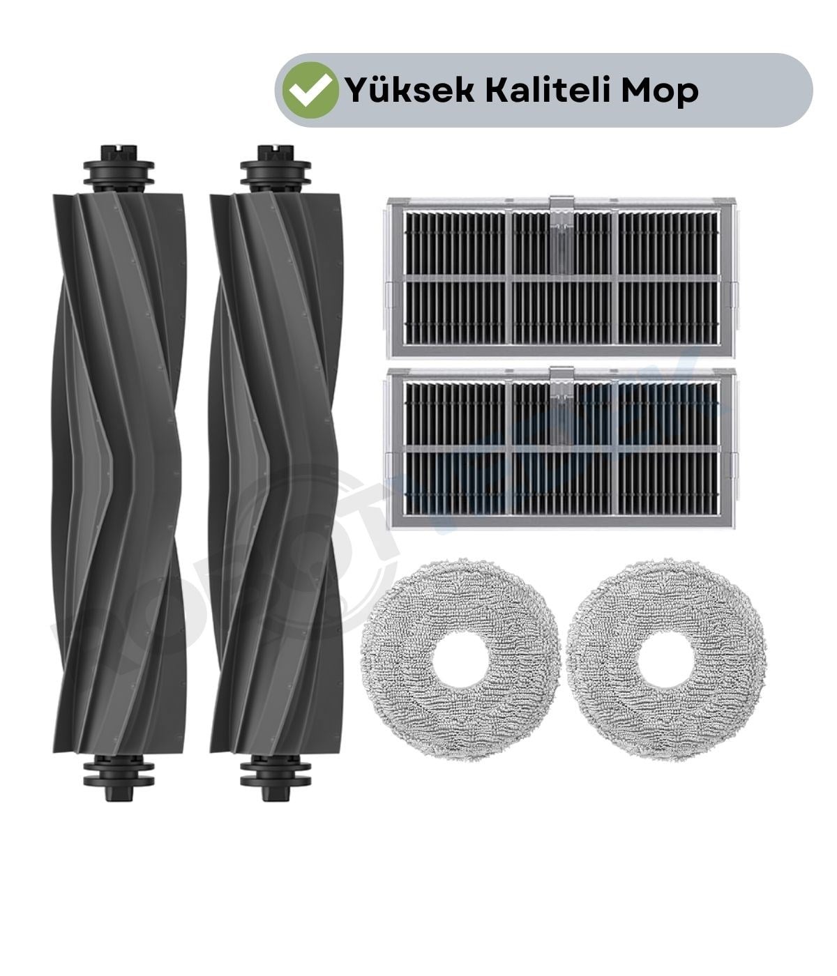 Mova E40 Ultra Uyumlu Kauçuk Fırça Hepa Filtre Mop Seti-6 Parça