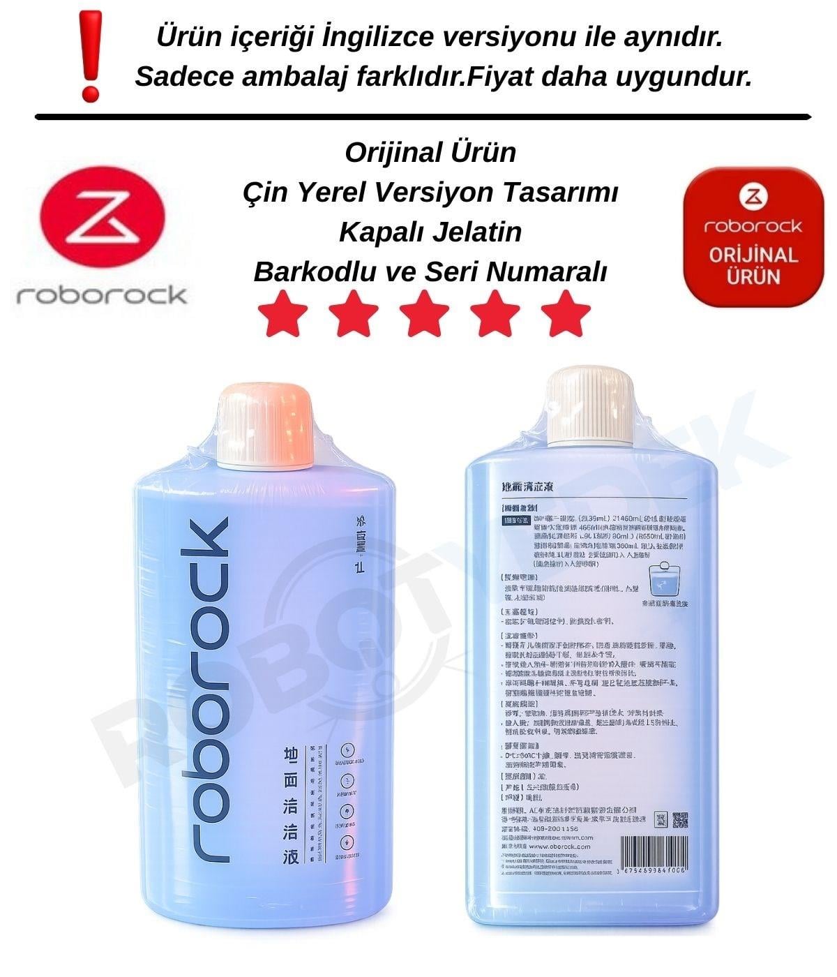 Roborock Flexi Lite Orijinal Deterjan Yüzey Temizleme Solüsyonu 1 Litre-Çin Yerel Ambalajlı