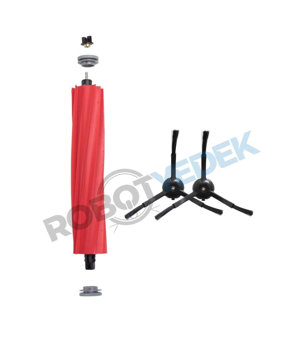 Roborock Q Revo Pro Siyah Uyumlu Ana Fırça ve Yan Fırça-3 Parça