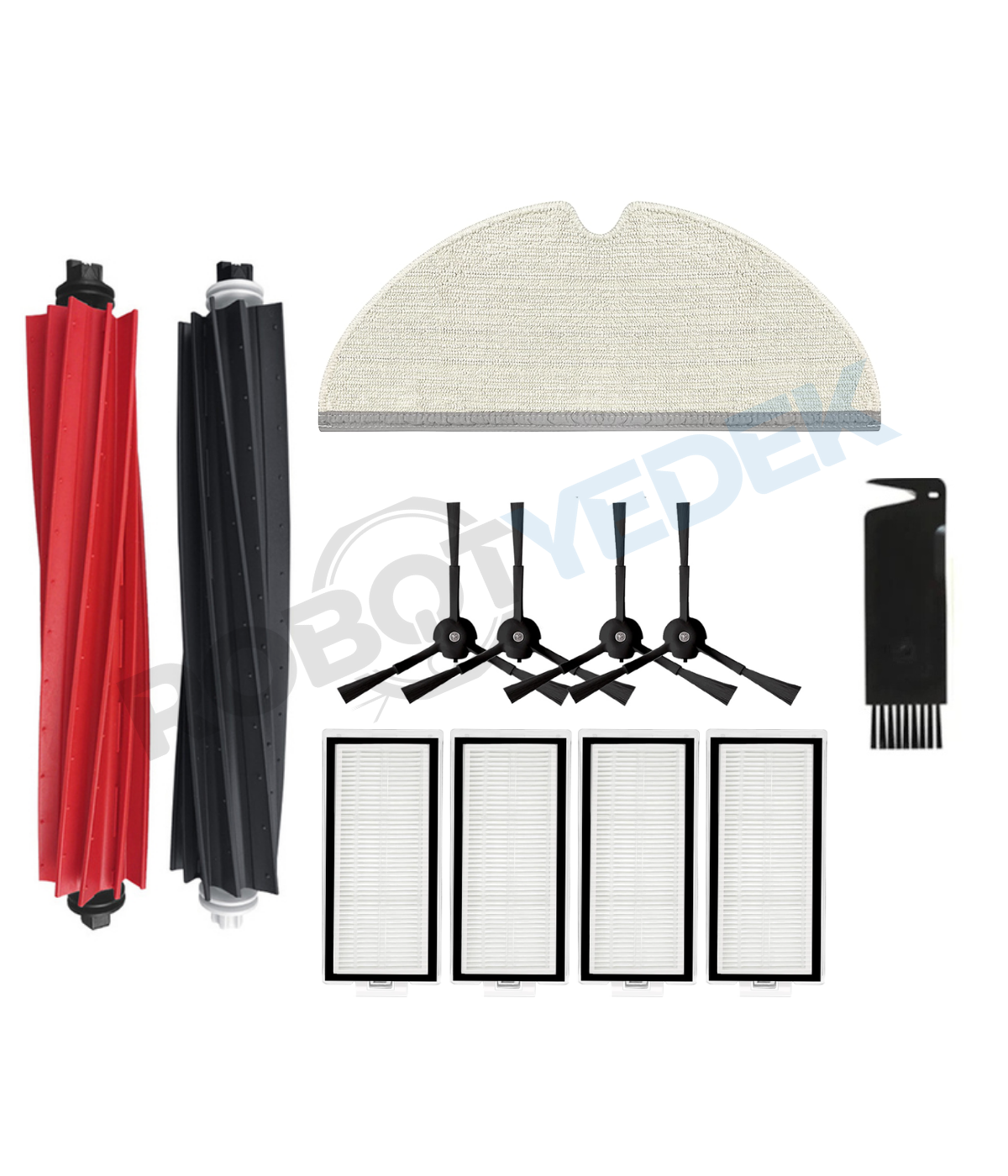 Roborock Q5 Pro, Q5 Pro Plus Uyumlu Yedek Fırça Hepa Filtre Mop Seti-12 Parça