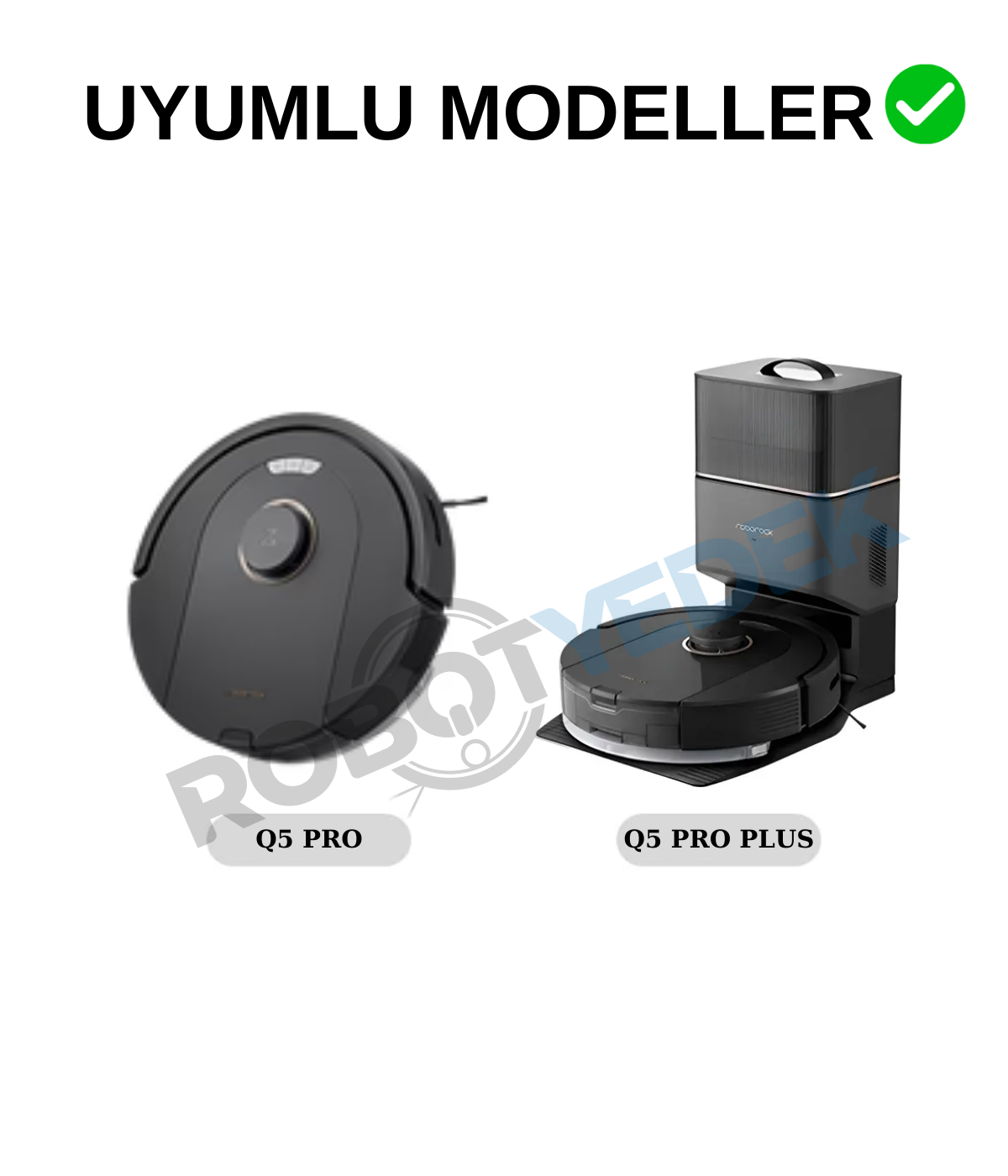 Roborock Q5 Pro, Q5 Pro Plus Uyumlu Yedek Ana Fırça Takımı ve Temizleme Tarağı-5 Parça