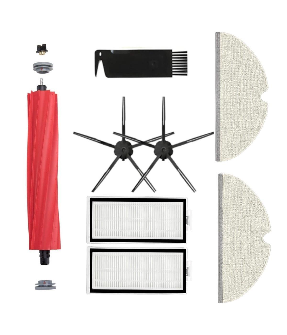 Roborock Q7 Max, Q7 Max Plus Siyah Uyumlu Yedek Fırça Hepa Filtre Mop Seti-8 Parça