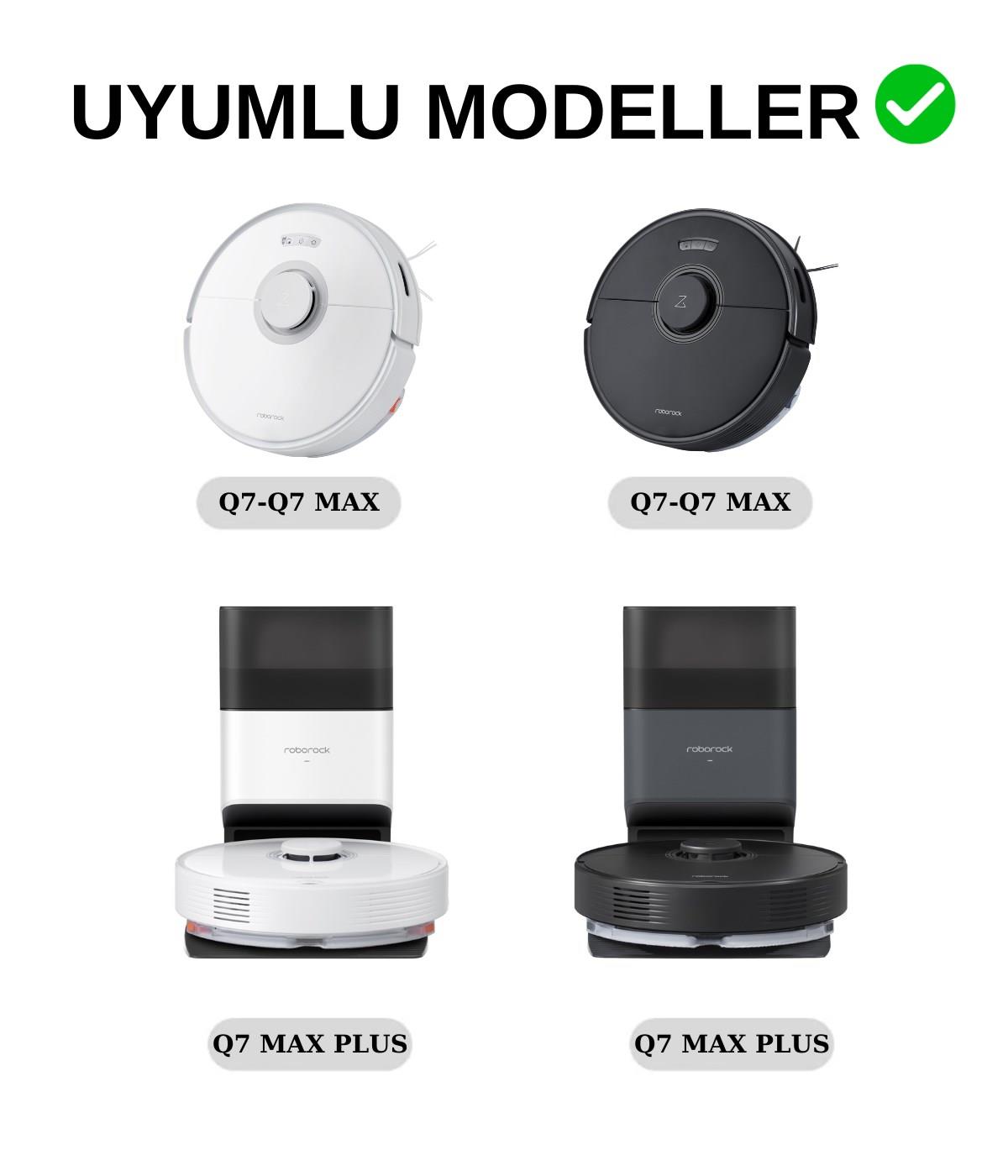 Roborock Q7 Max, Q7 Max Plus Siyah Uyumlu Yedek Fırça Hepa Filtre Seti-5 Parça