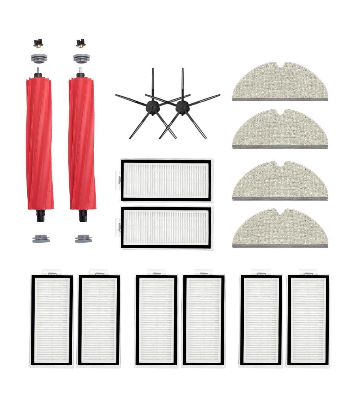 Roborock Q7 Max, Q7 Max Plus Siyah Uyumlu Yedek Fırça Hepa Filtre Mop Seti-16 Parça