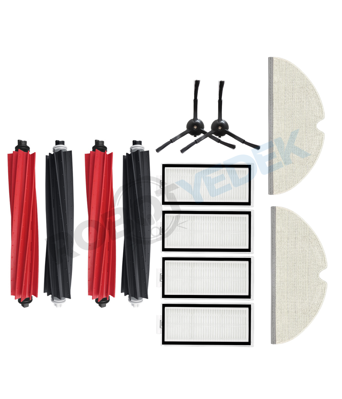 Roborock Q8 Max, Q8 Max Plus Siyah Uyumlu Yedek Fırça Hepa Filtre Mop Seti-10 Parça