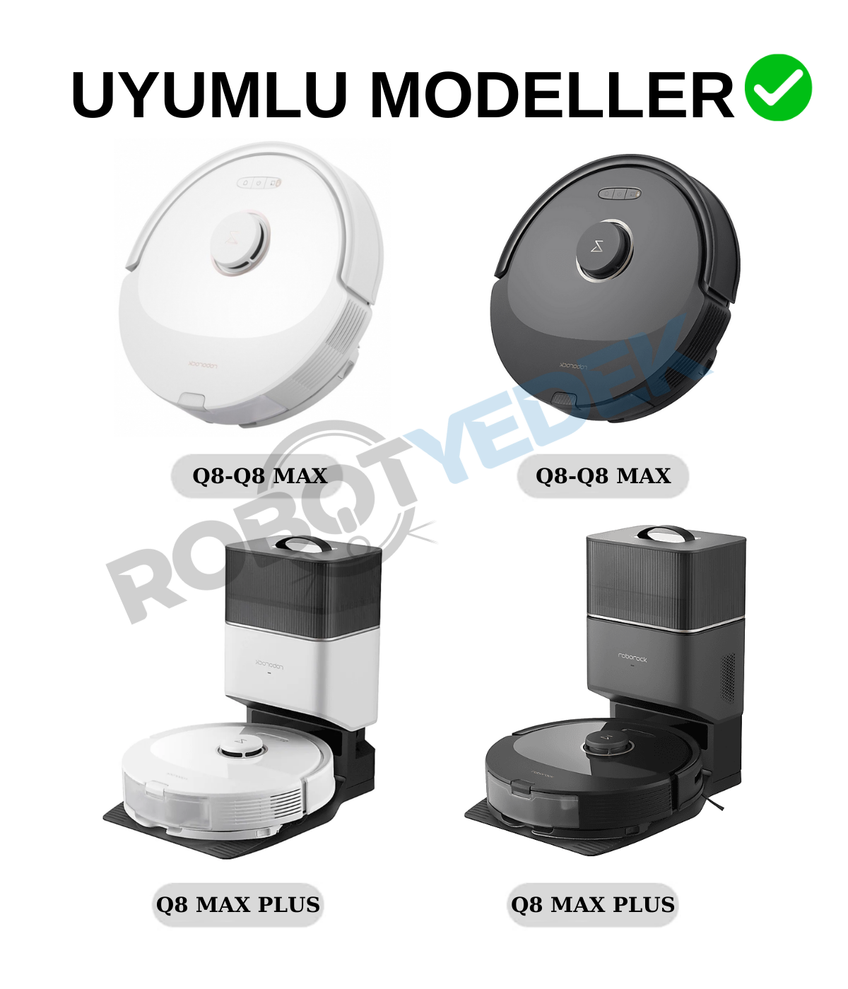 Roborock Q8 Max, Q8 Max Plus Uyumlu 2 Adet Hepa Filtre