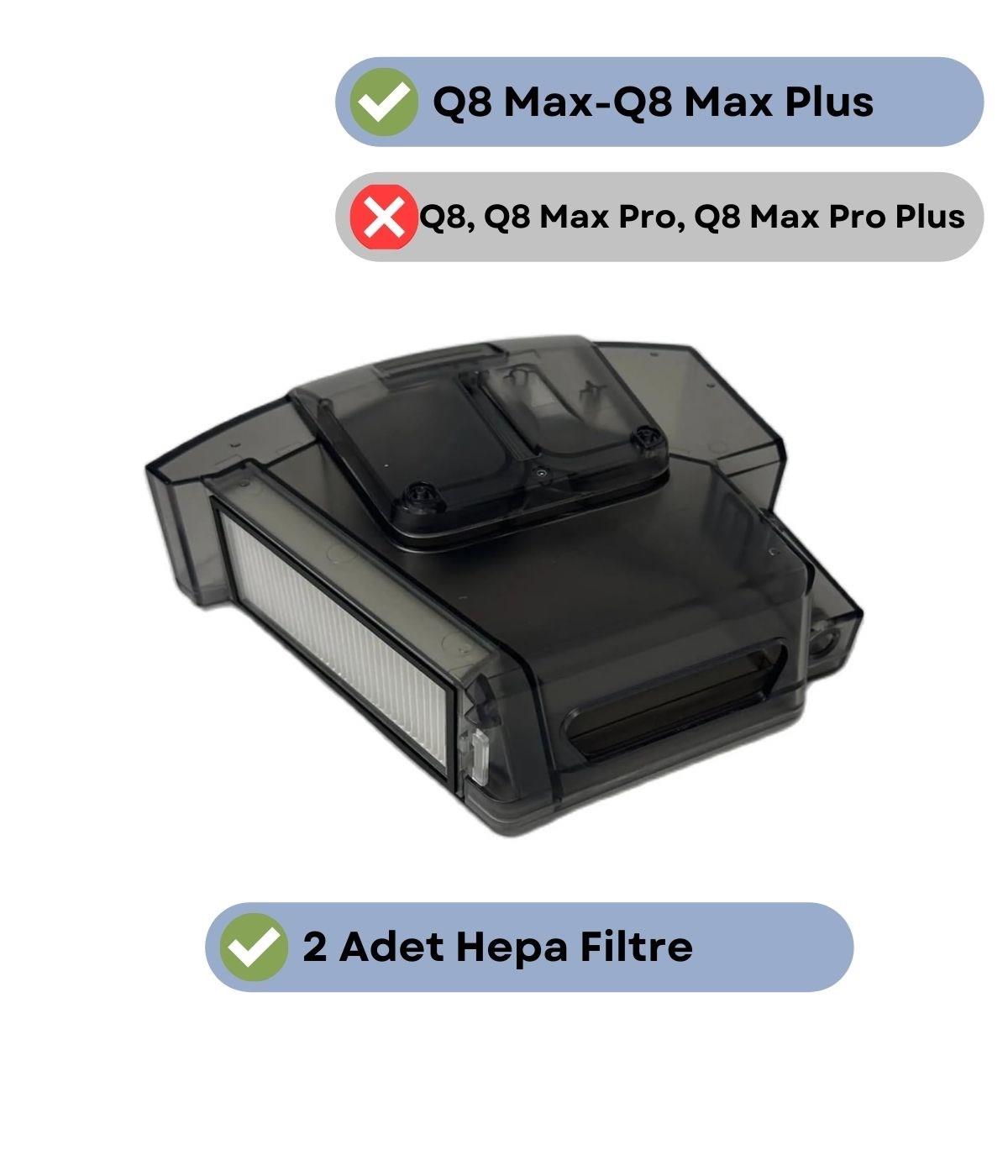 Roborock Q8 Max Q8 Max Plus Uyumlu Su Tankı ve Toz Kutusu Siyah Renk