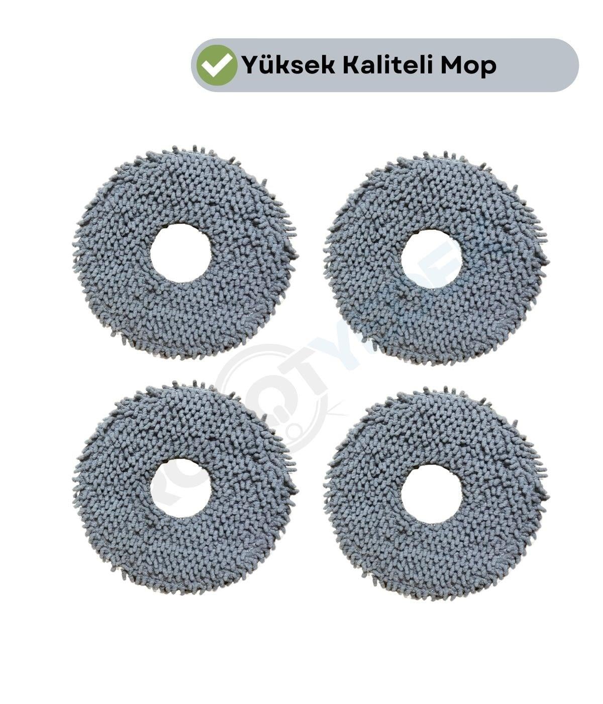 Roborock QRevo C Pro Uyumlu 4 Adet Mikrofiber Mop Bez