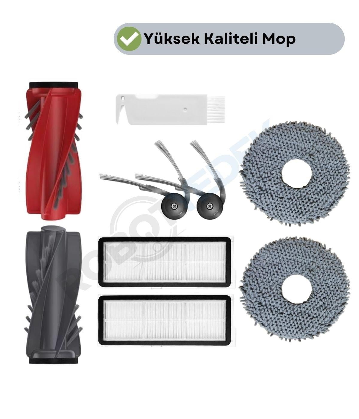 Roborock QRevo C Pro Uyumlu Ana Fırça Hepa Filtre Yan Fırça Mop Seti-8 Parça