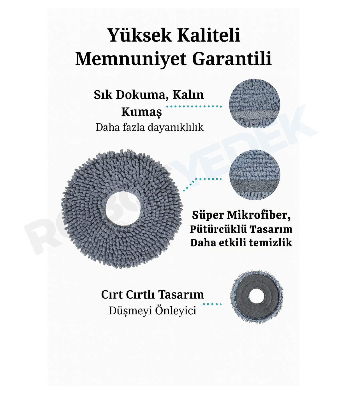 Roborock QRevo Curv 2 Pro Uyumlu 4 Adet Mikrofiber Mop Bez