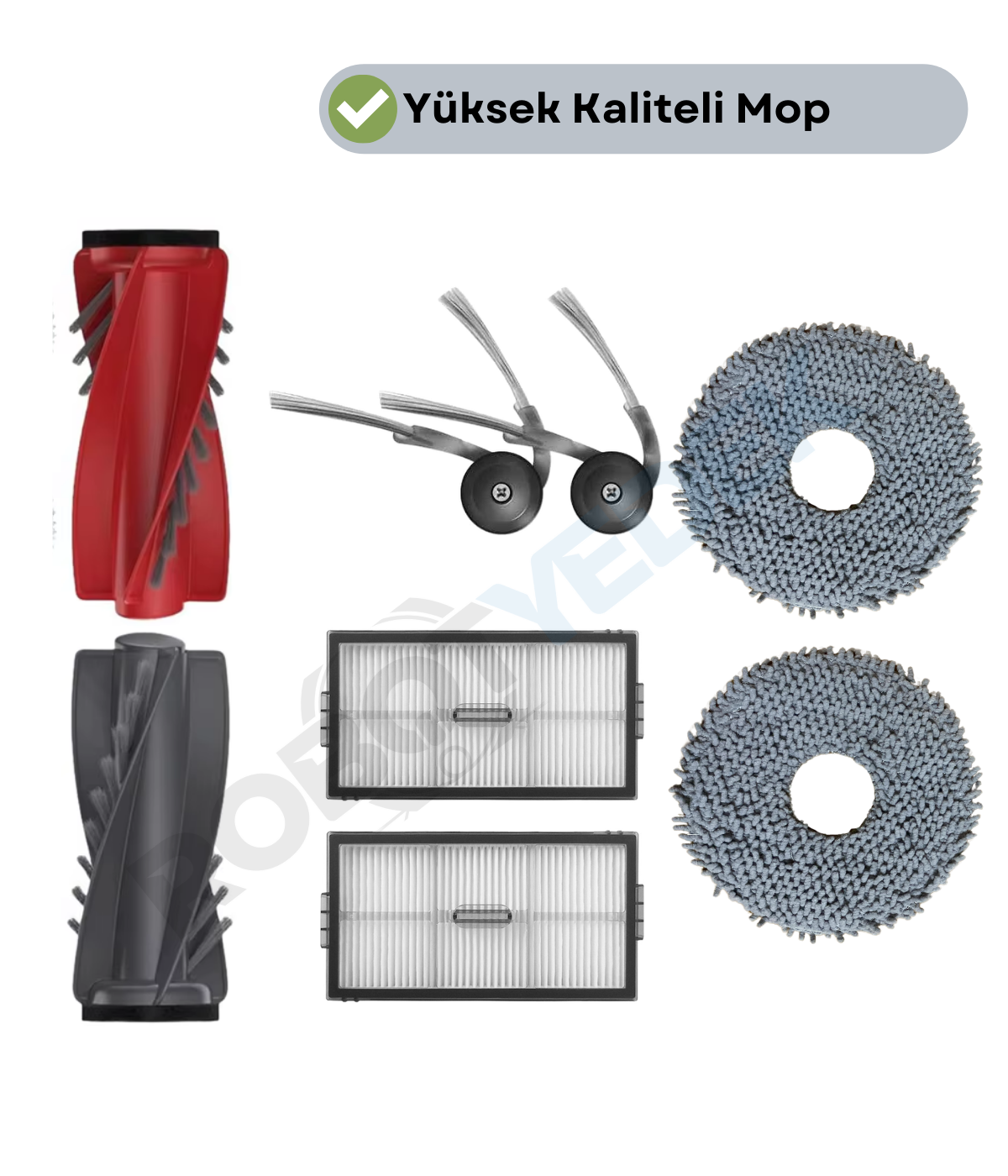 Roborock QRevo Curv 2 Pro Uyumlu Fırça Hepa Filtre Mop Seti-7 Parça