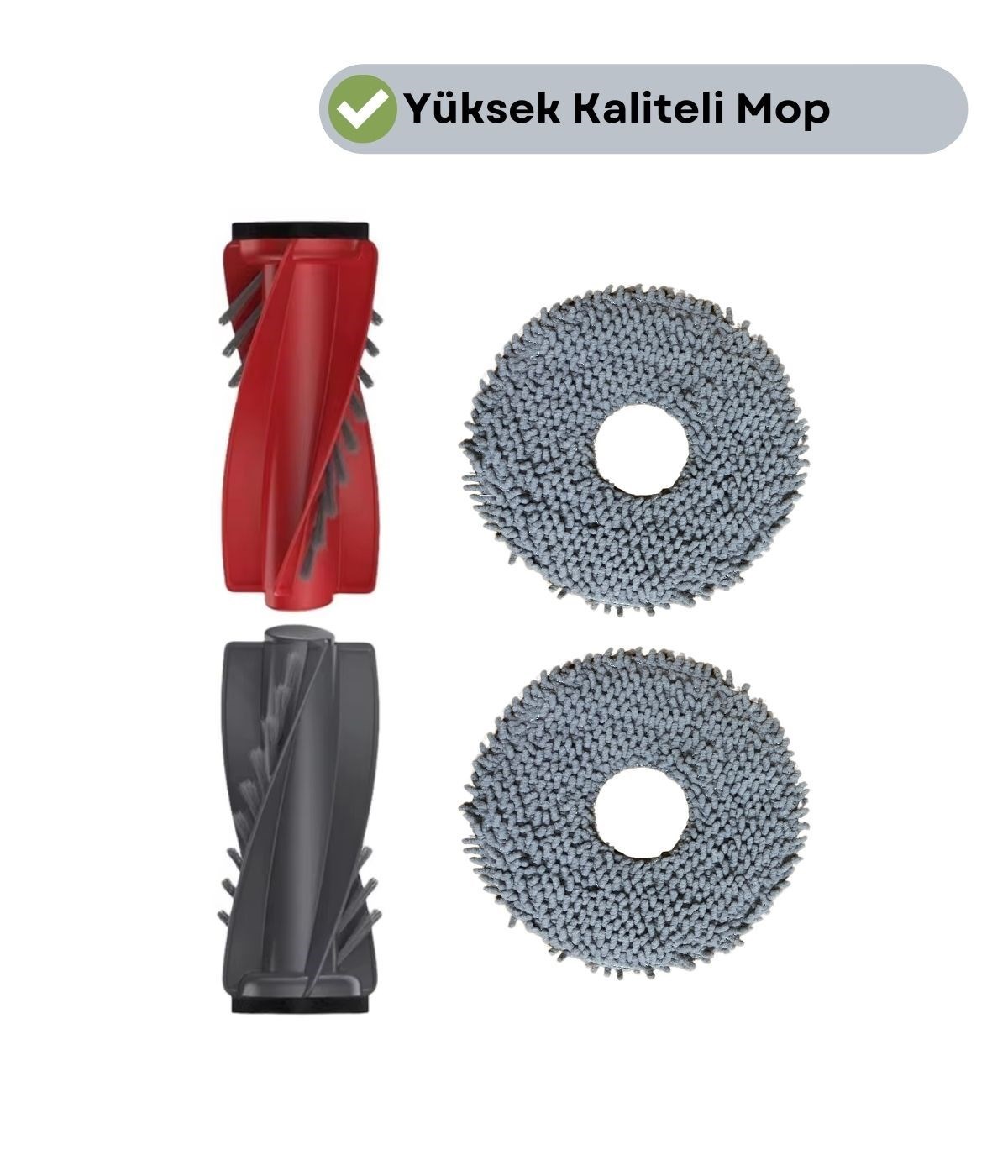Roborock QRevo Edge 2 Uyumlu Ana Fırça ve Mop-3 Parça