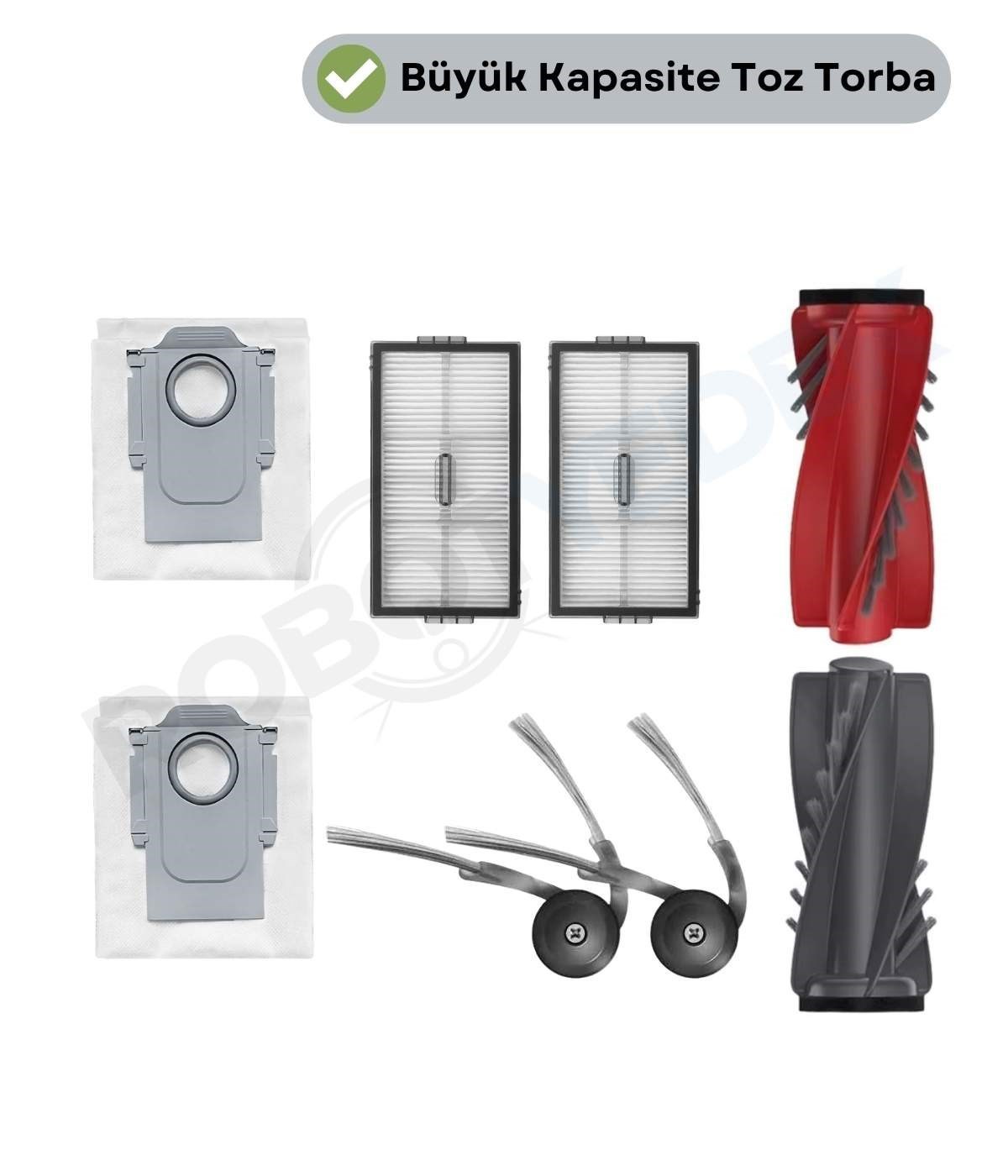 Roborock QRevo Edge 2 Uyumlu Ana Fırça, Hepa Filtre, Yan Fırça, Toz Torbası 7 Parça