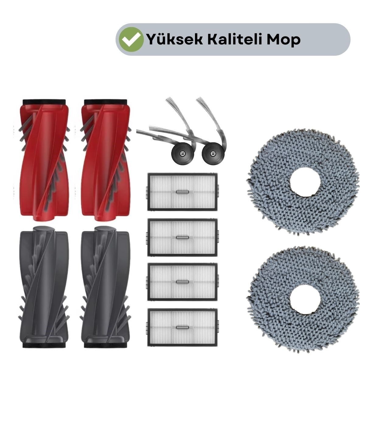 Roborock QRevo Edge 2 Uyumlu Fırça Hepa Filtre Mop Seti-10 Parça