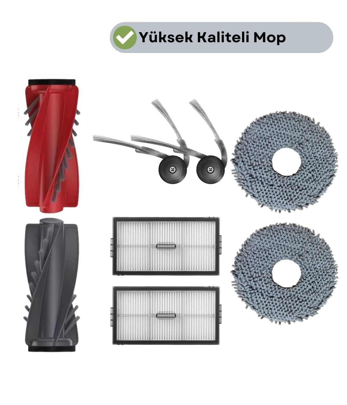 Roborock QRevo Edge 2 Uyumlu Fırça Hepa Filtre Mop Seti-7 Parça