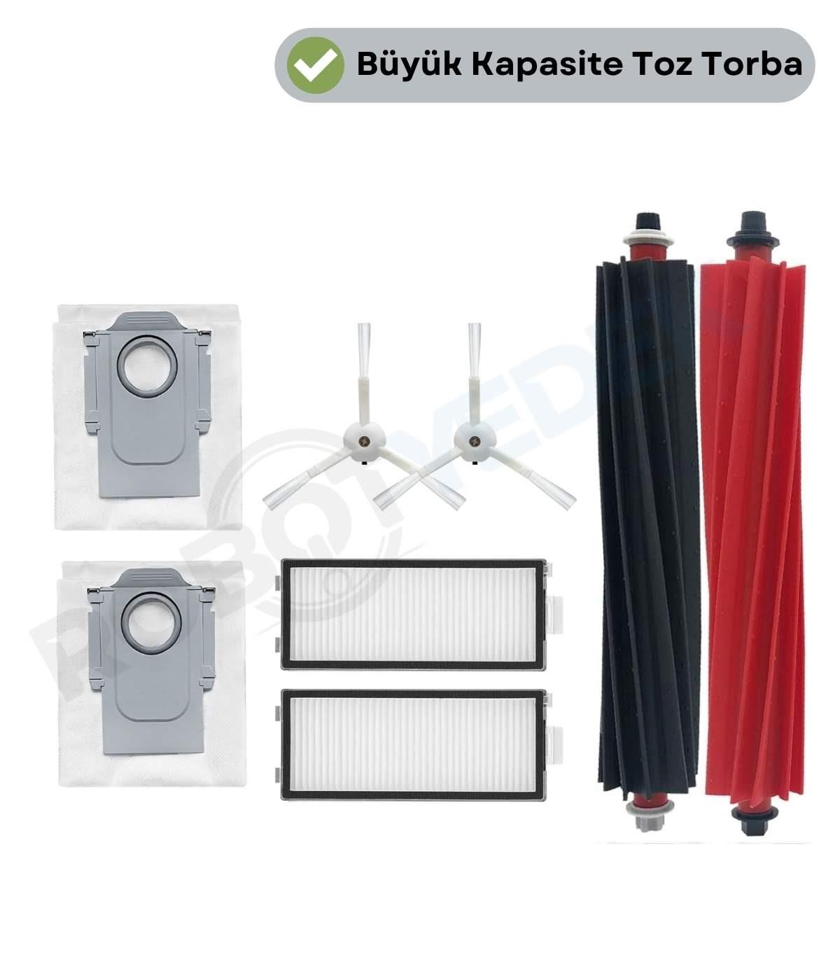 Roborock QRevo Master Uyumlu Ana Fırça, Hepa Filtre,Beyaz Yan Fırça, Toz Torbası 7 Parça