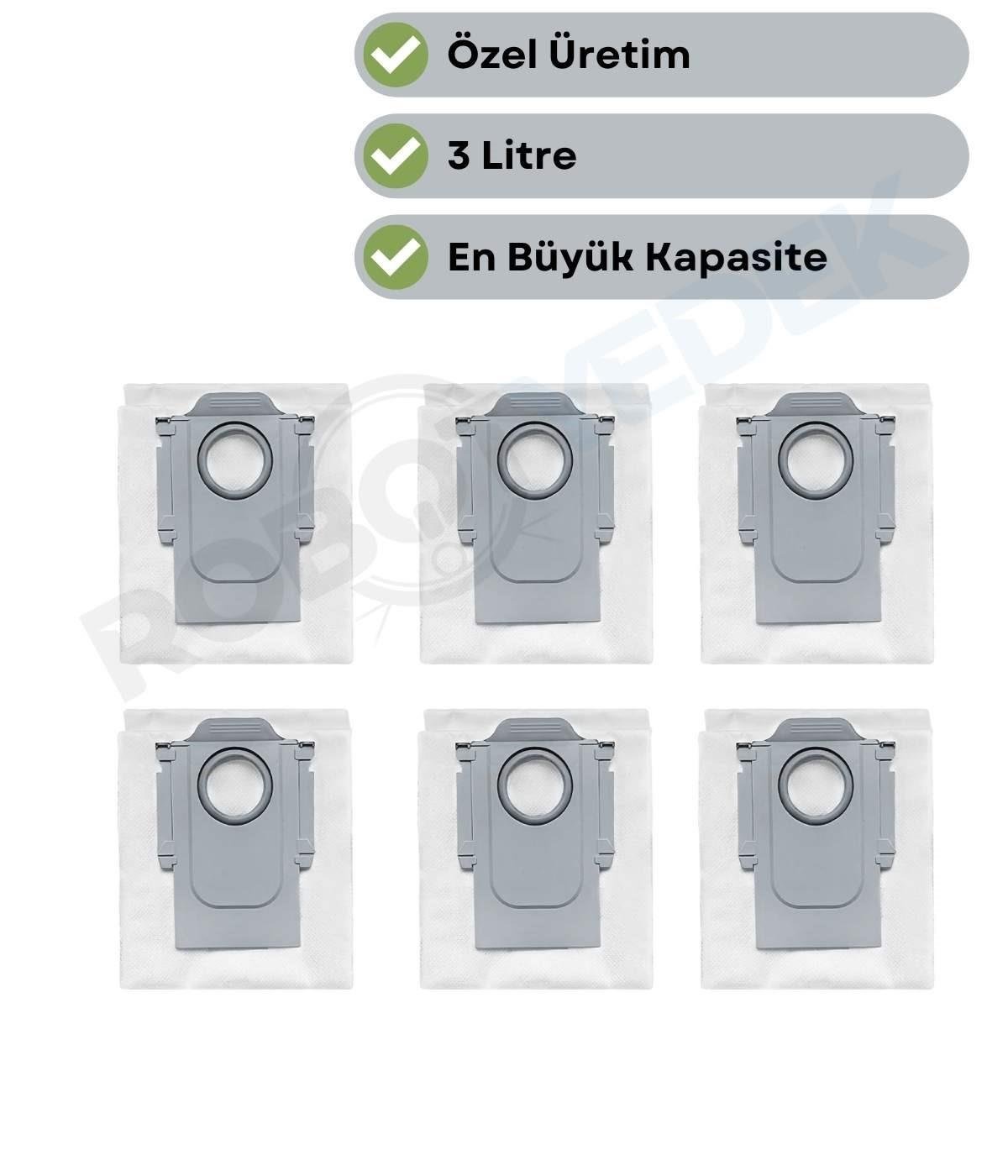 Roborock QRevo Pro Uyumlu 6 Adet Toz Çöp Torbası