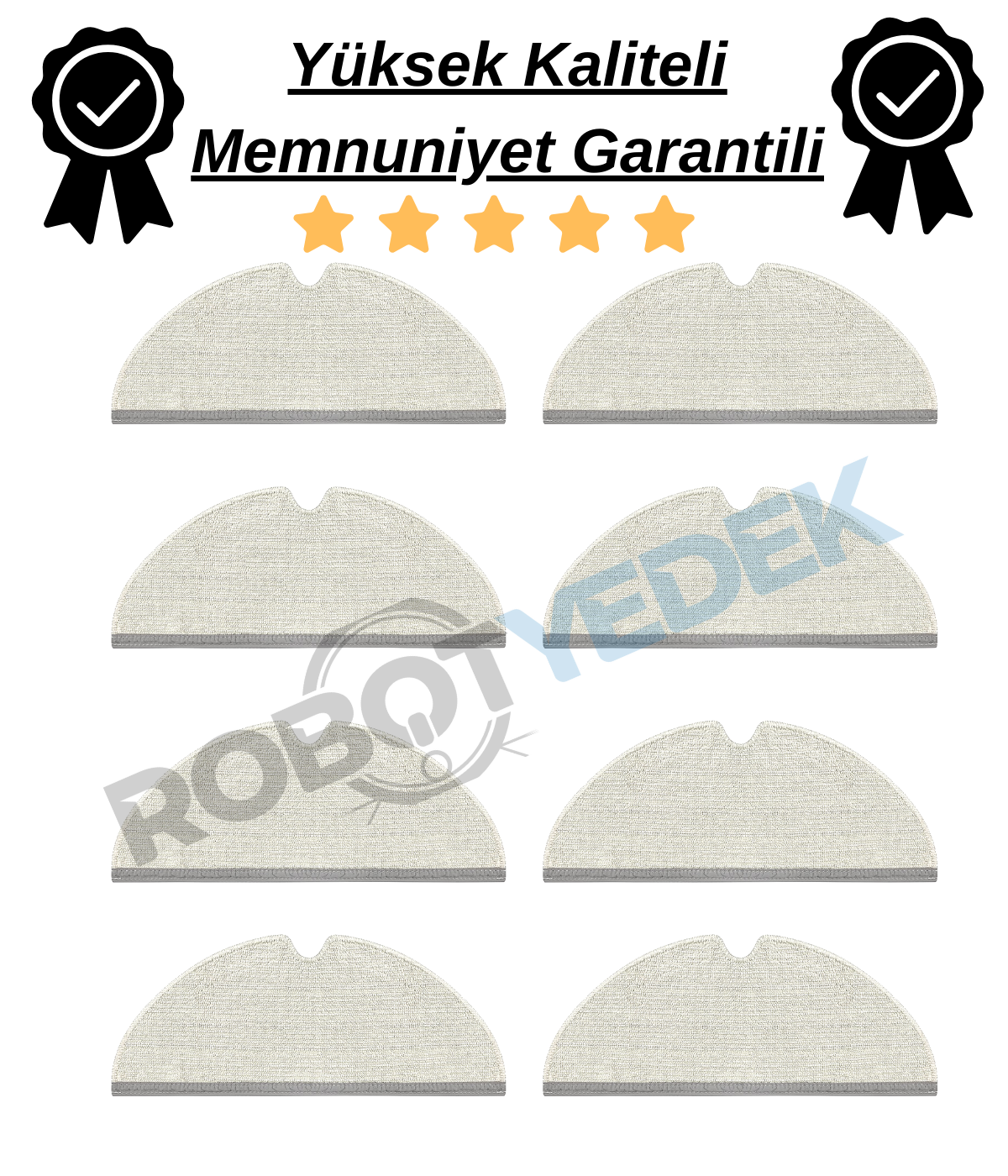 Roborock S5 Max Uyumlu Yüksek Kaliteli 8 Adet Mop-Tam Yüzey Mikrofiber