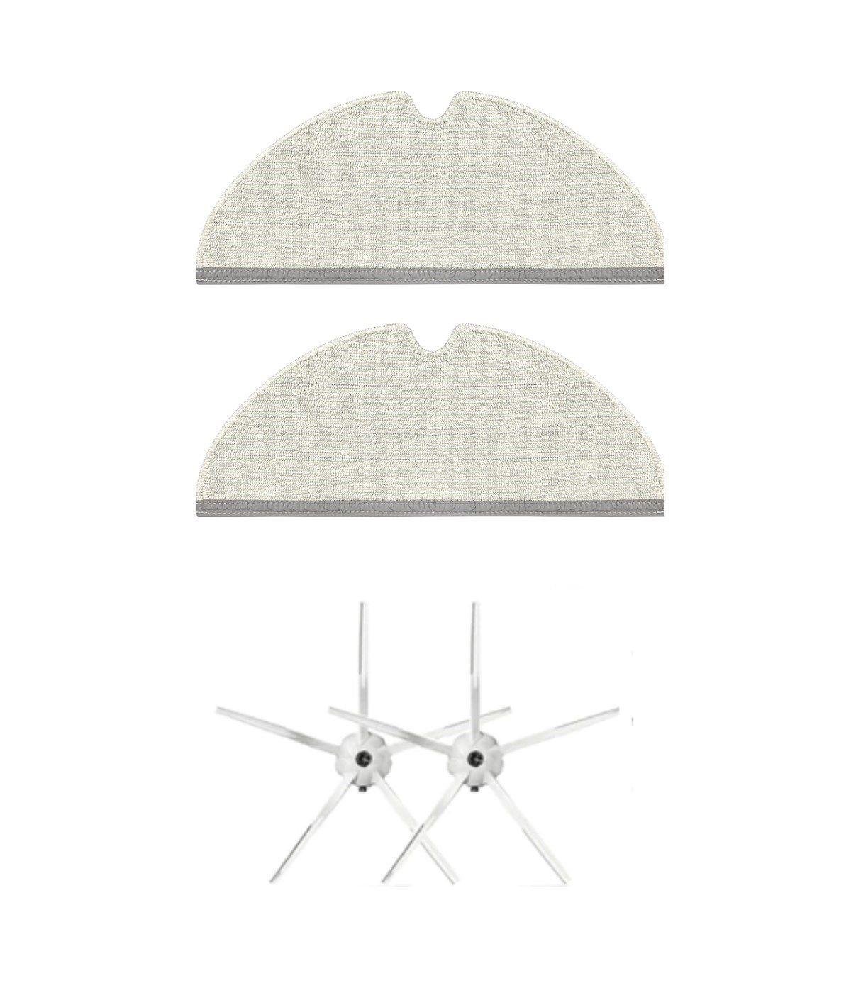 Roborock S6/S6 Pure Uyumlu Yedek Mop ve Yan Fırça-4 Parça