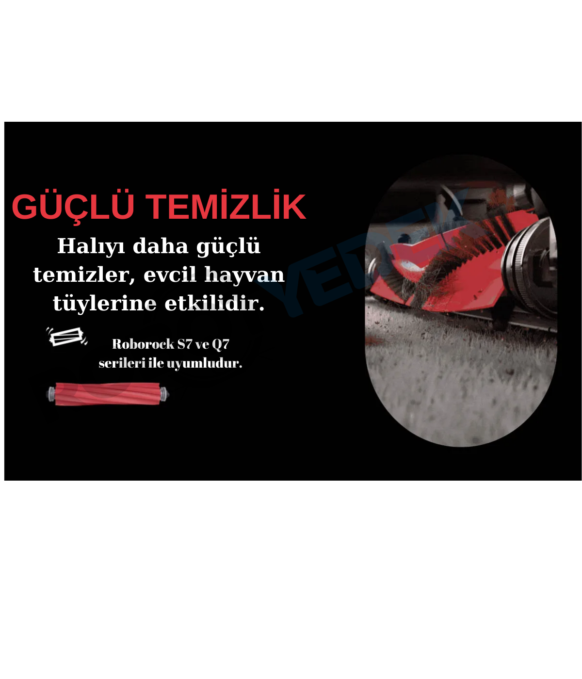 Roborock S7 Max Ultra Uyumlu Kıl Saçlı 1 Adet Ana Fırça -Yeni Tasarım