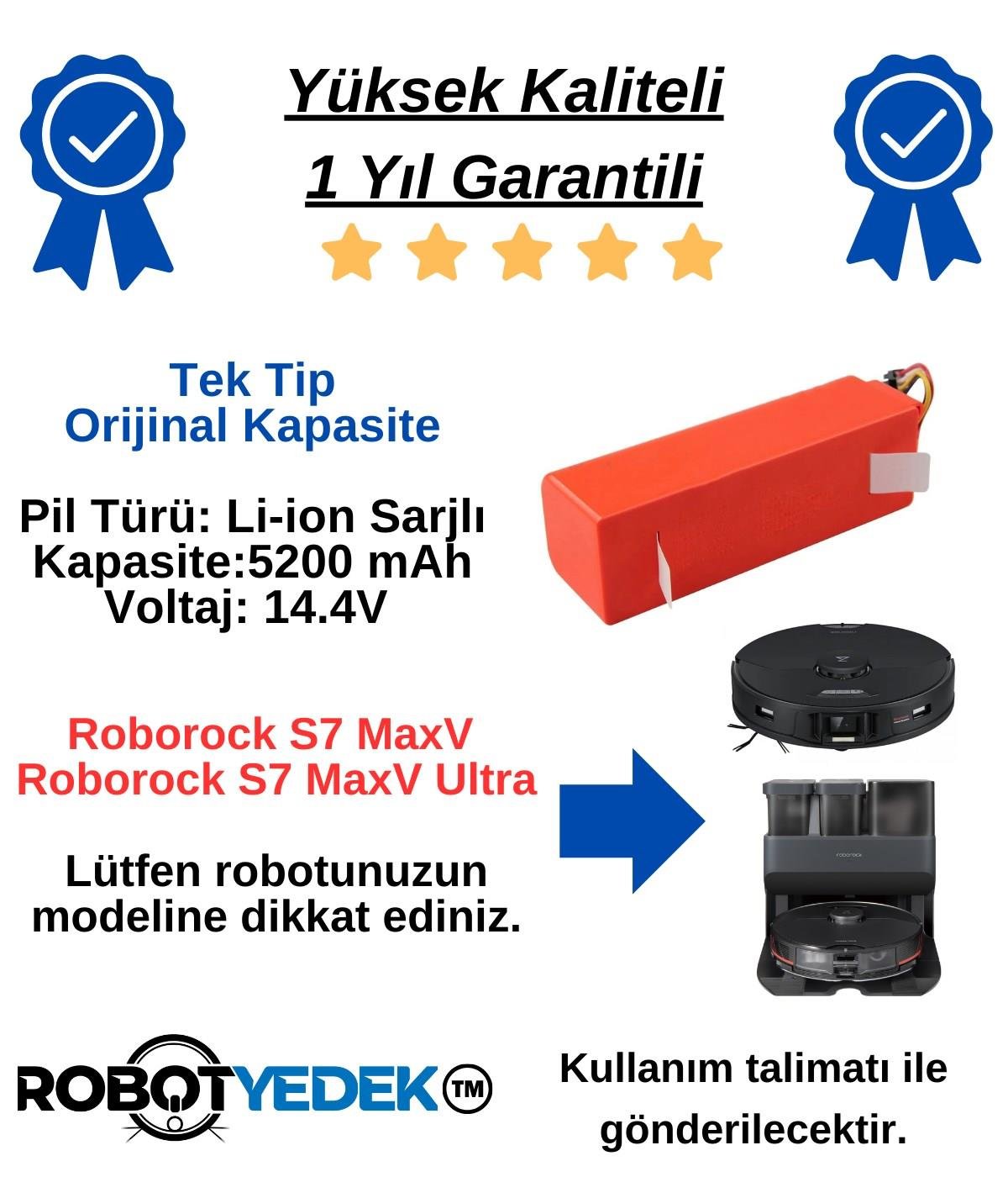 Roborock S7 Maxv S7 Maxv Ultra Batarya