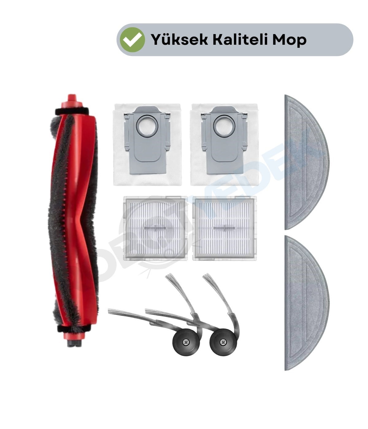 Roborock S9 Plus Uyumlu Ana Fırça, Hepa Filtre  Mop Yan Fırça Toz Torbası Seti 9 Parça