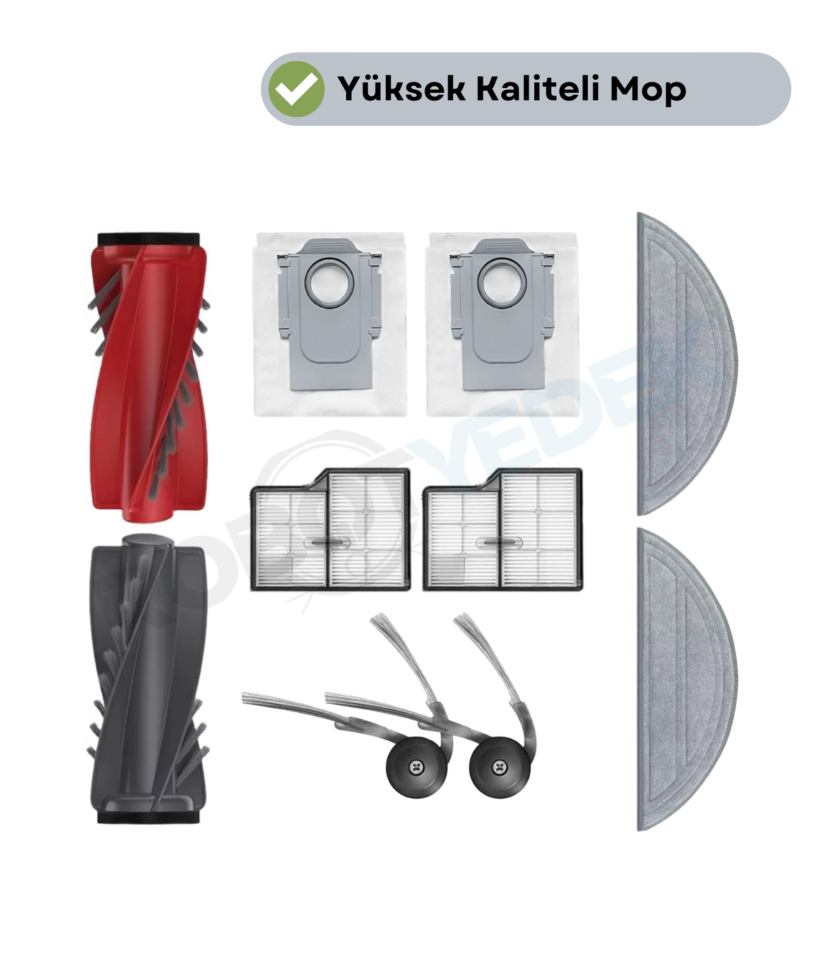 Roborock Saros 10  Uyumlu Ana Fırça, Hepa Filtre  Mop  Yan Fırça Toz Torbası Seti 9 Parça