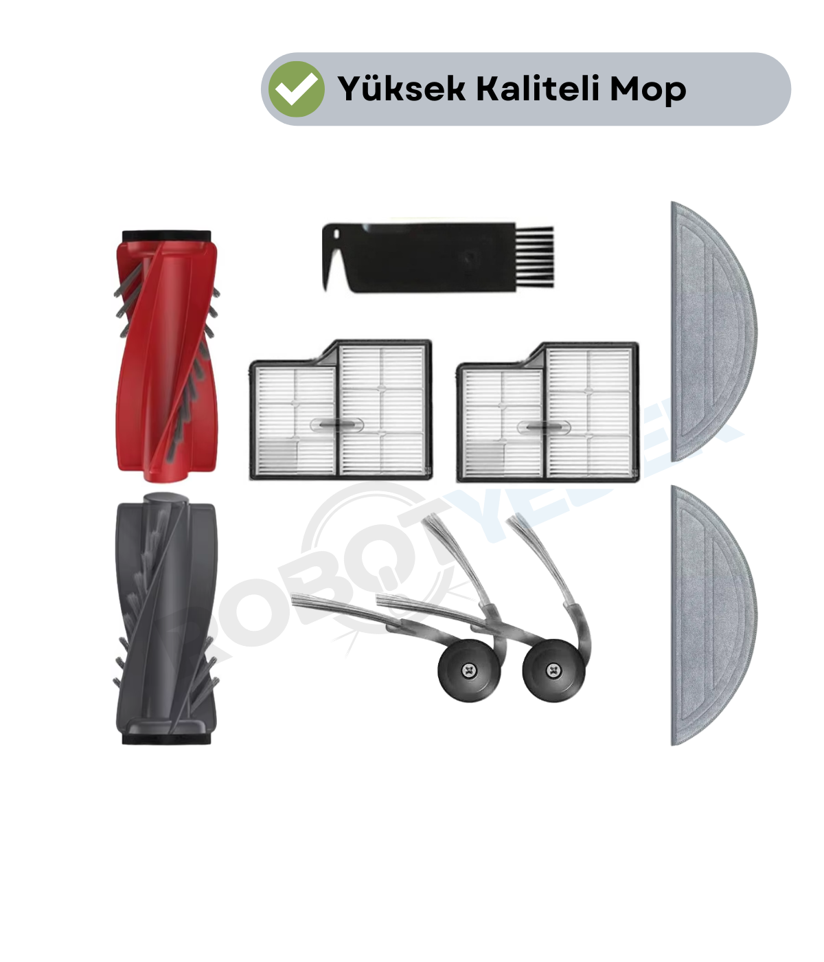 Roborock Saros 10 Uyumlu Fırça Hepa Filtre Mop Seti-8 Parça