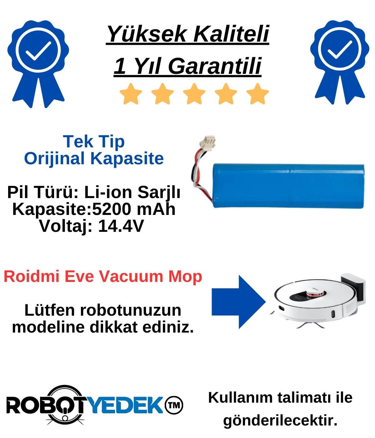 Roidmi Eve Vacuum Mop Batarya