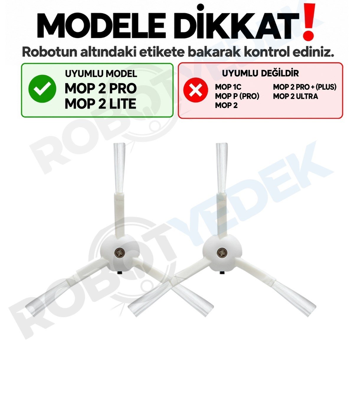 Xiaomi Mop 2 Pro (Beyaz) Uyumlu 2 Adet Yan Fırça