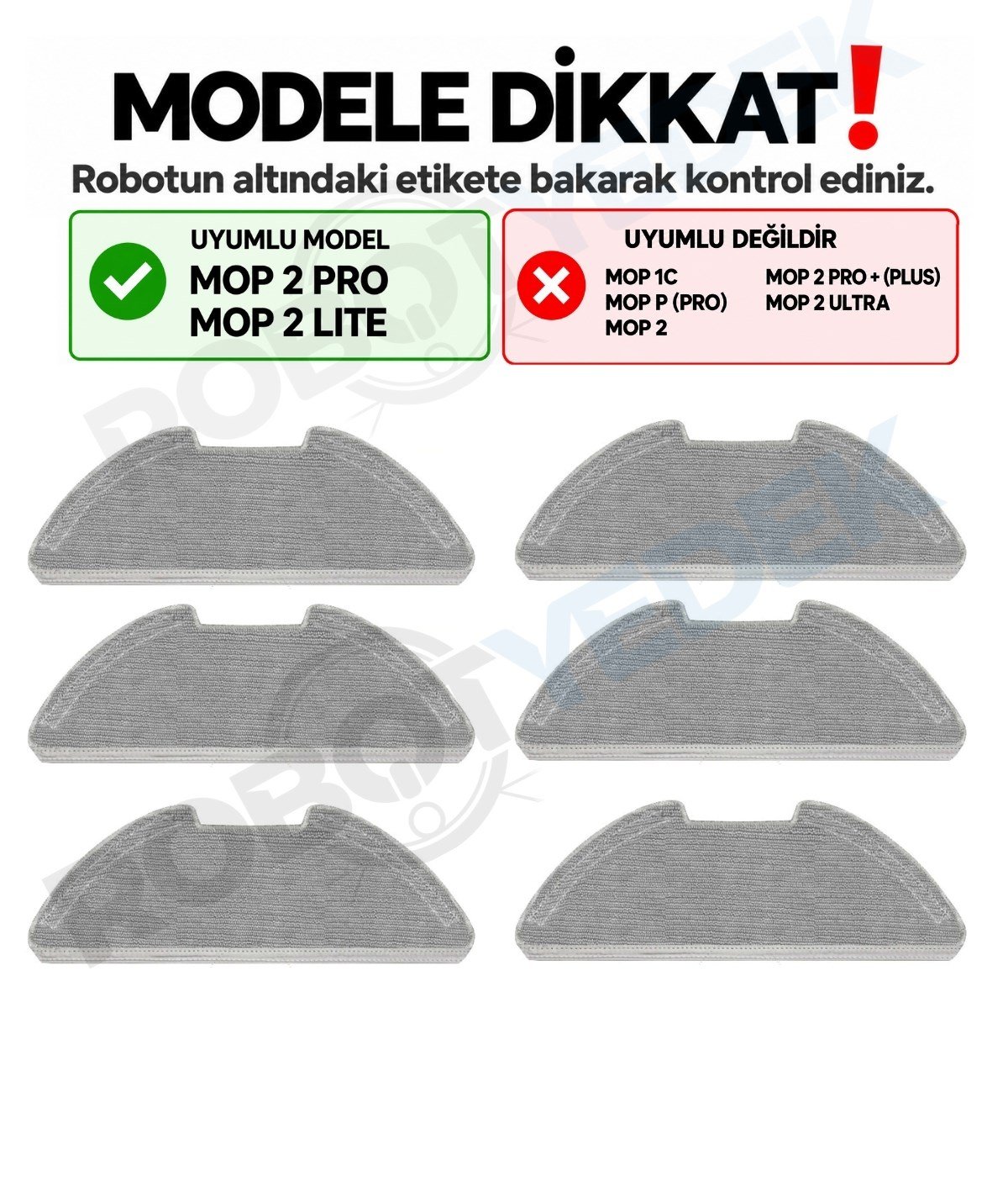 Xiaomi Mop 2 Pro MJST1SHW Uyumlu 6 Adet Tam Yüzey Mop Bez