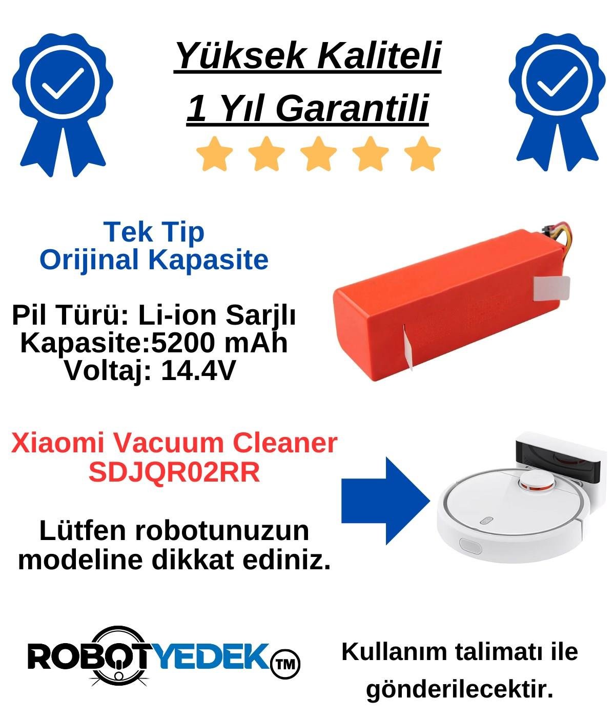 Xiaomi Vacuum Cleaner SDJQR02RR Uyumlu Batarya 14.4v 5200mah Robot Süpürge Pili