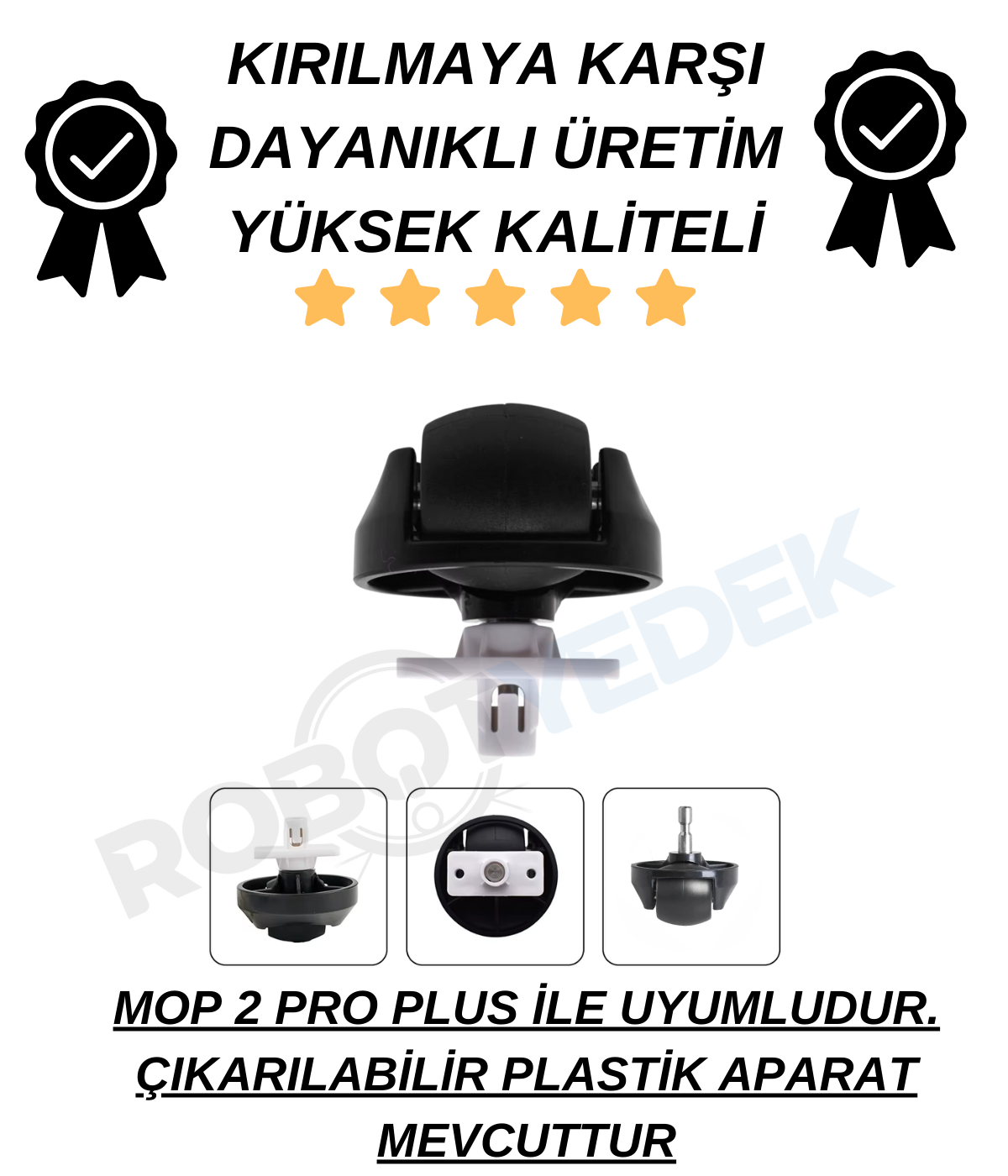Xiaomi Vacuum Mop 2 Pro+(Kameralı) Uyumlu Siyah Yedek Tekerlek