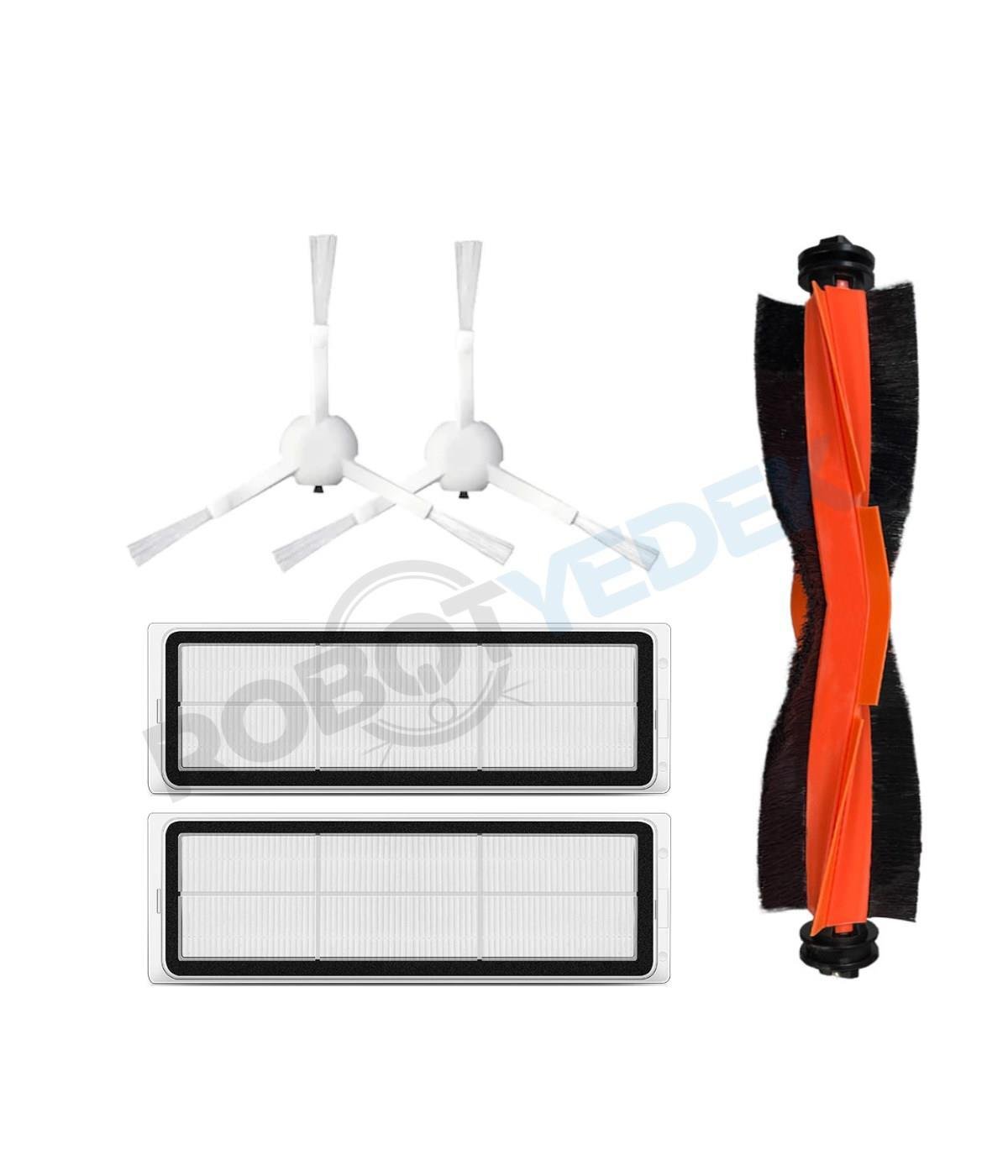 Xiaomi X10 Plus Uyumlu Yedek Mopsuz Siyah Fırça Hepa Filtre Seti-5 Parça