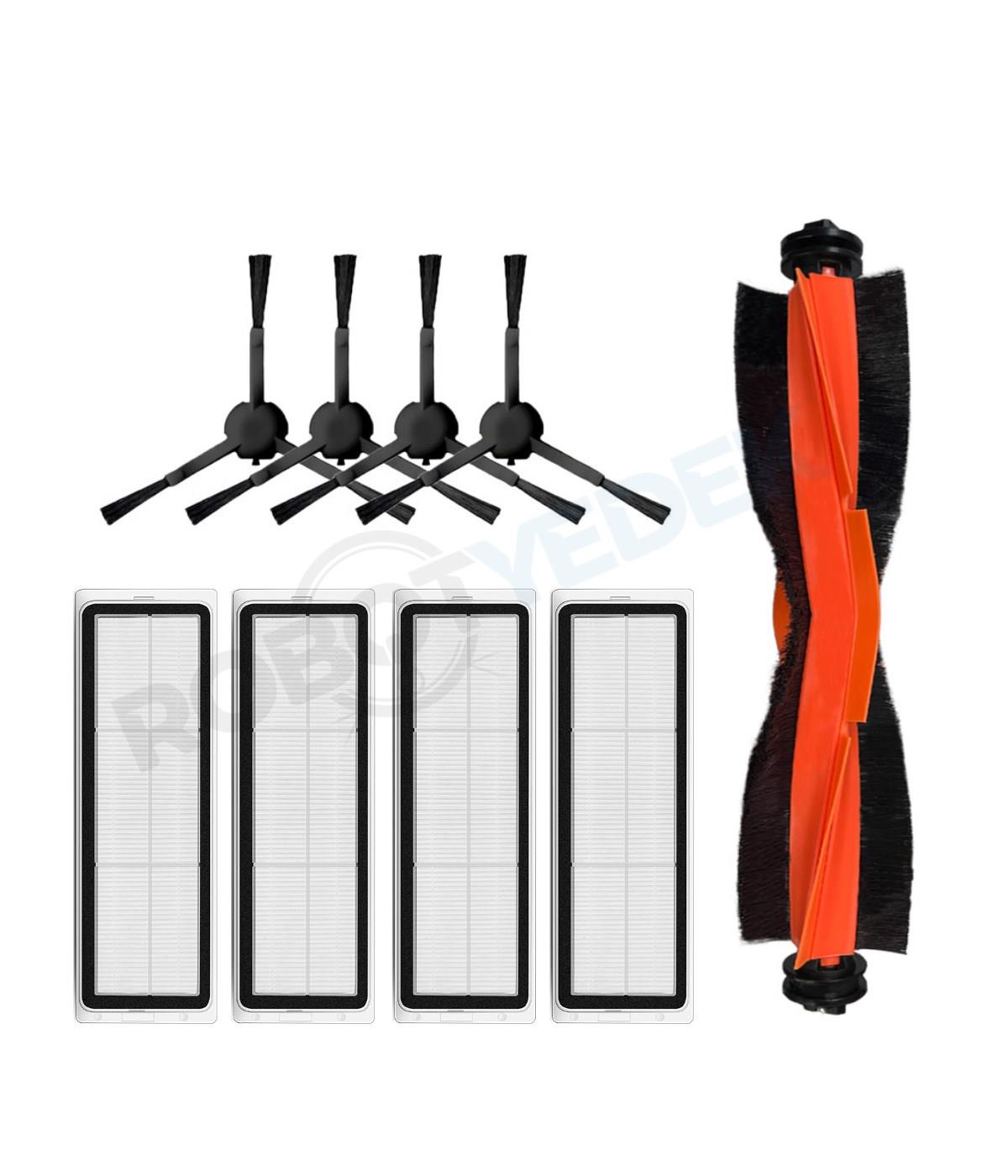 Xiaomi X10 Uyumlu Yedek Mopsuz Siyah Fırça Hepa Filtre Seti-9 Parça