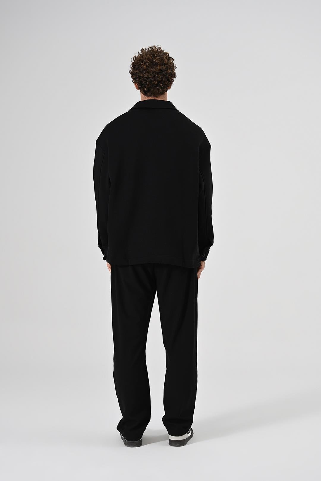 2 İplik Polo Yaka Sweatshirt Siyah