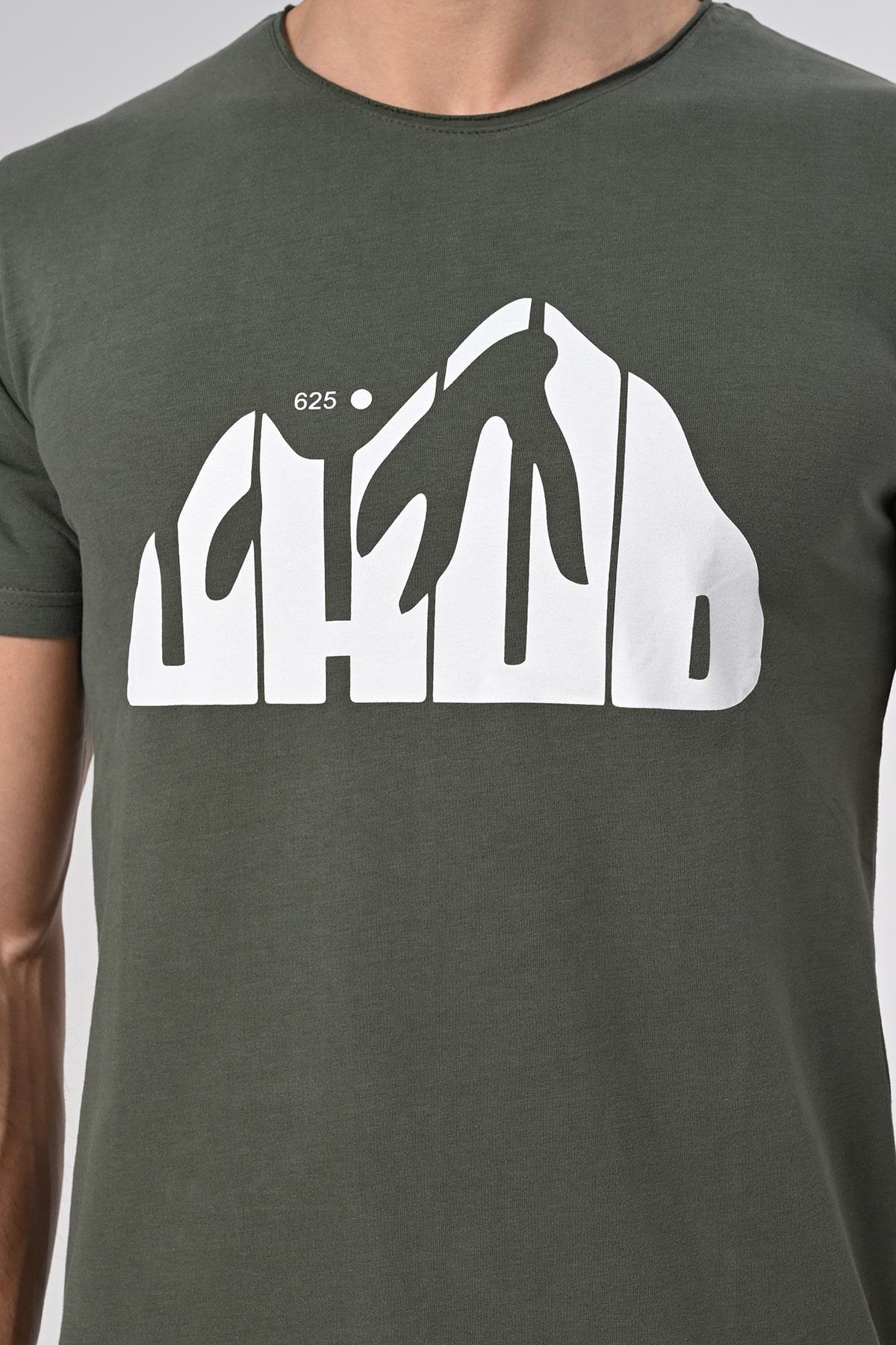 Uhud Tasarım Haki Pamuk T-shirt