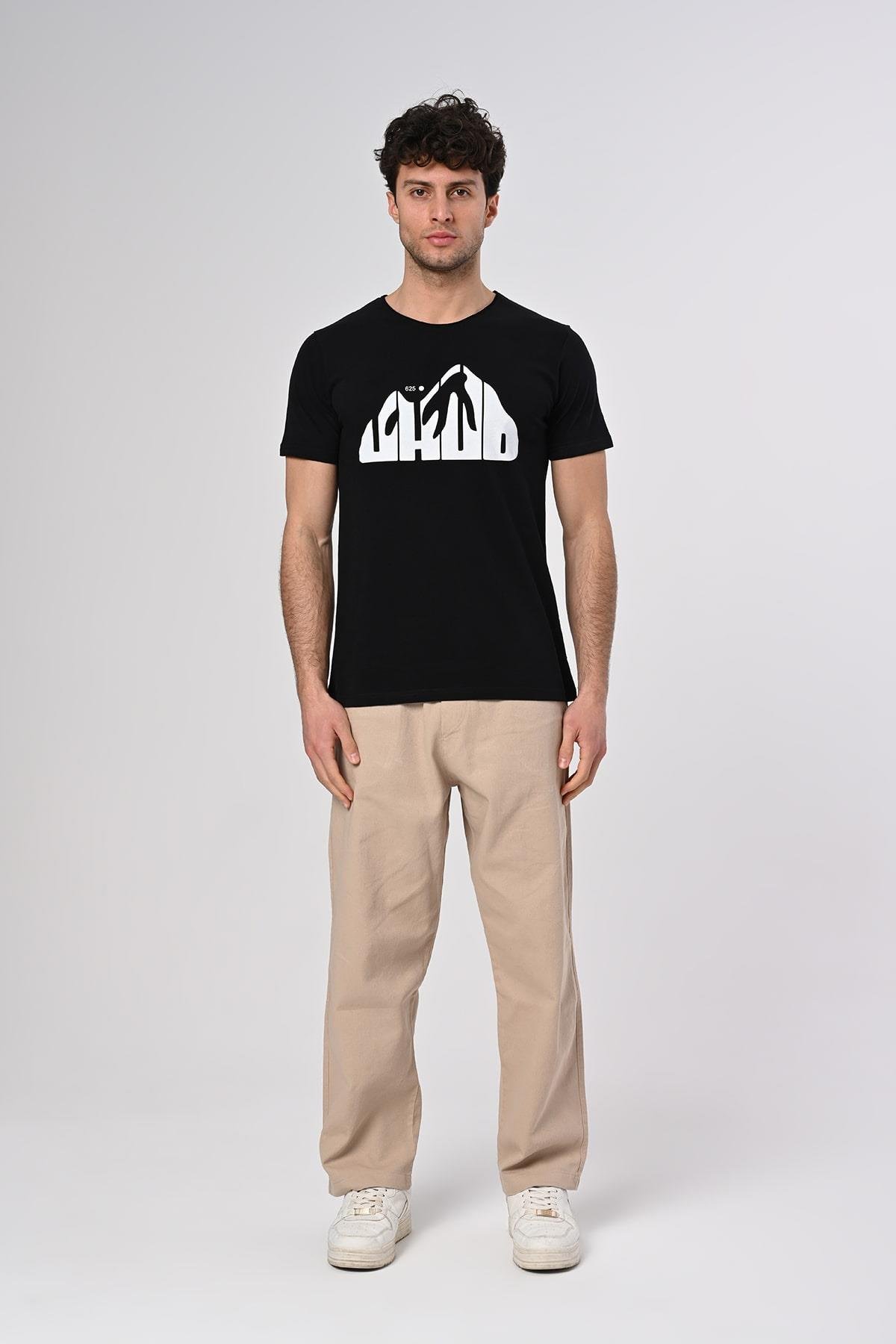 Uhud Tasarım Siyah Pamuk T-shirt