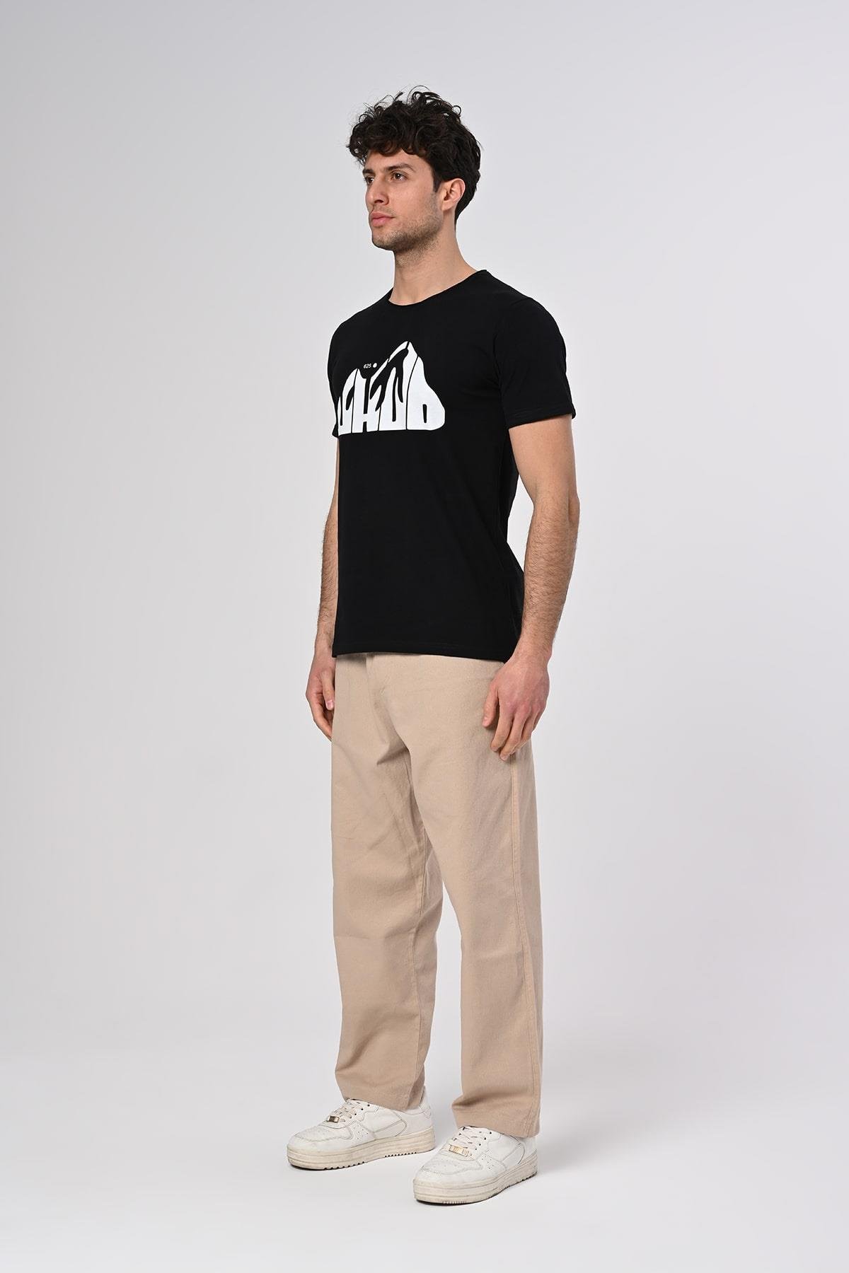 Uhud Tasarım Siyah Pamuk T-shirt