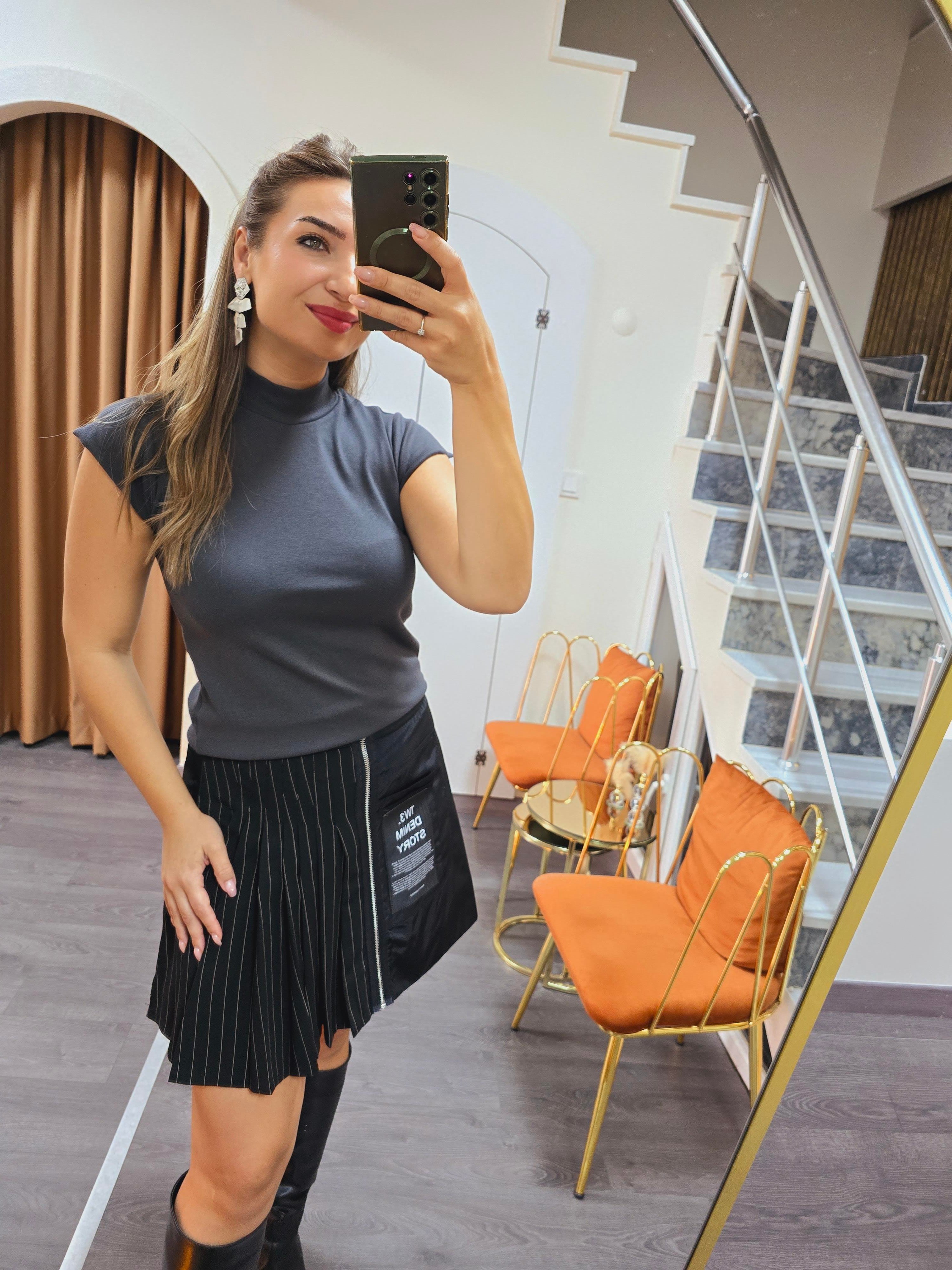 ANTRASİT BALIKÇI YAKA BLUZ