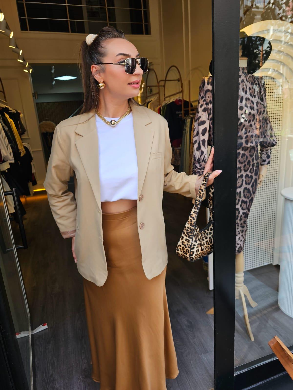 BEJ RENGİ OVERSİZE CEKET