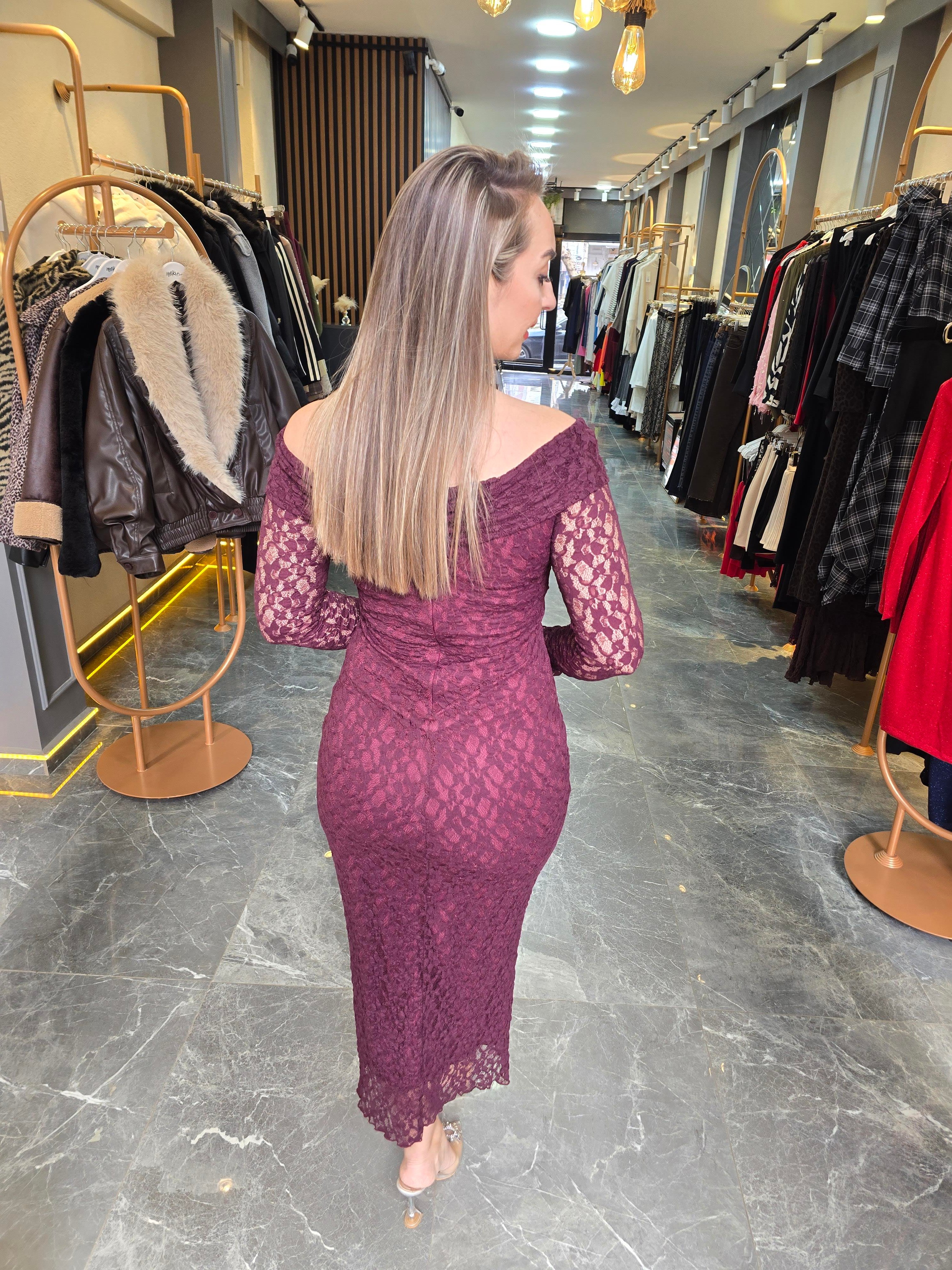 BORDO DANTEL MADONNA ELBİSE